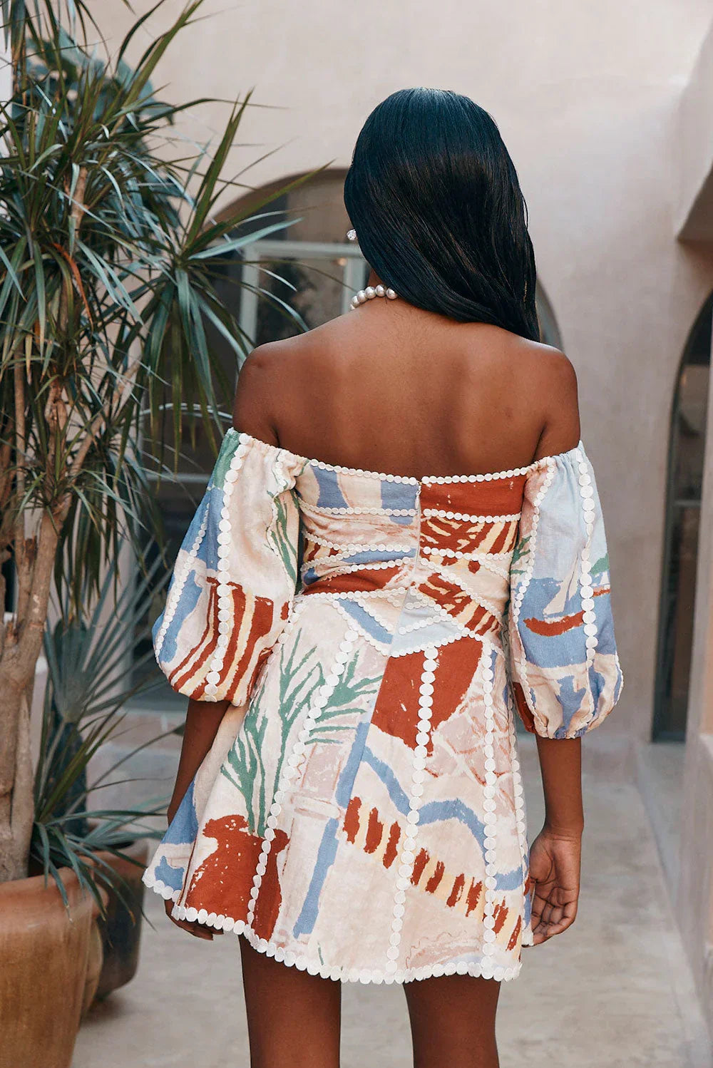 Como Dress – Visione – Off-the-shoulder mini dress-10197784199495-Ivory Ombre