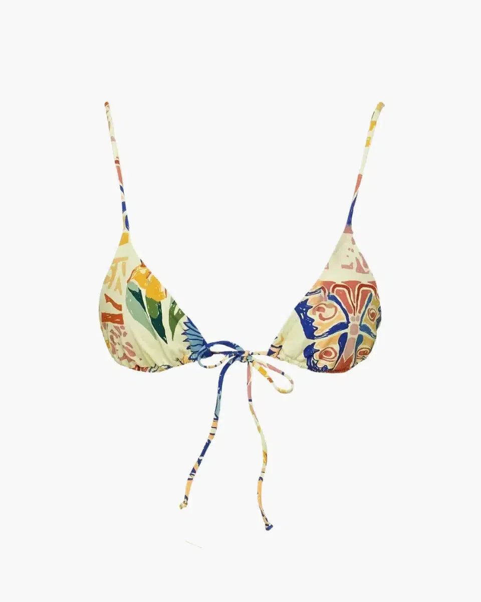 Coral – Adjustable fit – Tie-front triangle bikini top-10174722539847-Ivory Ombre