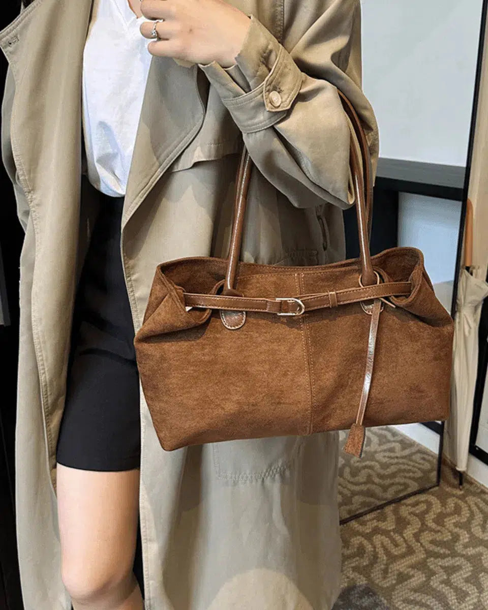 Damon – Autumn elegance – Suede tote bag-10174666932551-Ivory Ombre