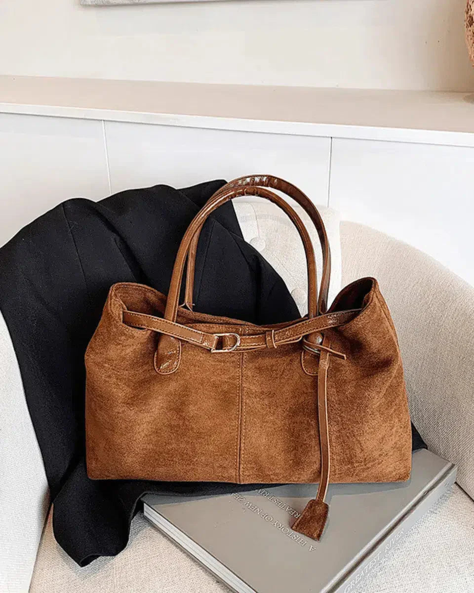 Damon – Autumn elegance – Suede tote bag-10174666932551-Ivory Ombre