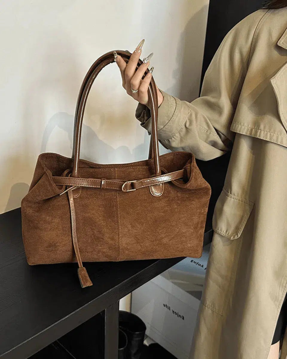 Damon – Autumn elegance – Suede tote bag-10174666932551-Ivory Ombre