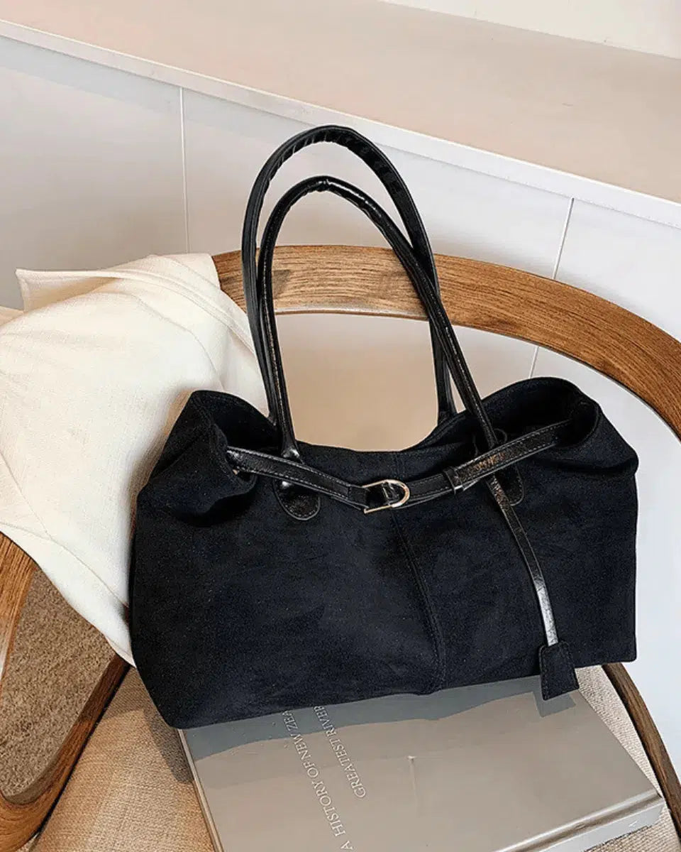 Damon – Autumn elegance – Suede tote bag-10174666932551-Ivory Ombre