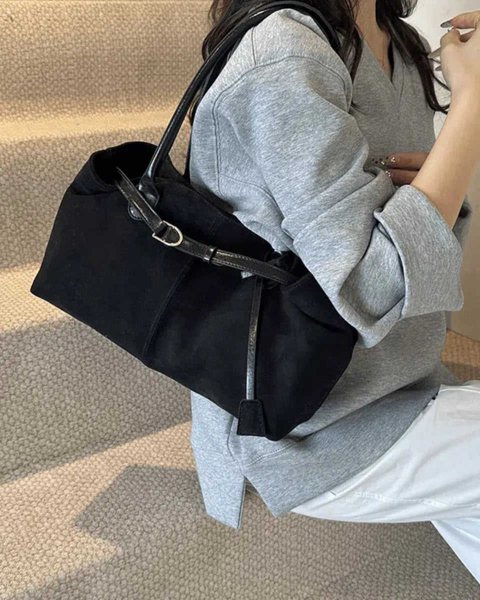 Damon – Autumn elegance – Suede tote bag-10174666932551-Ivory Ombre
