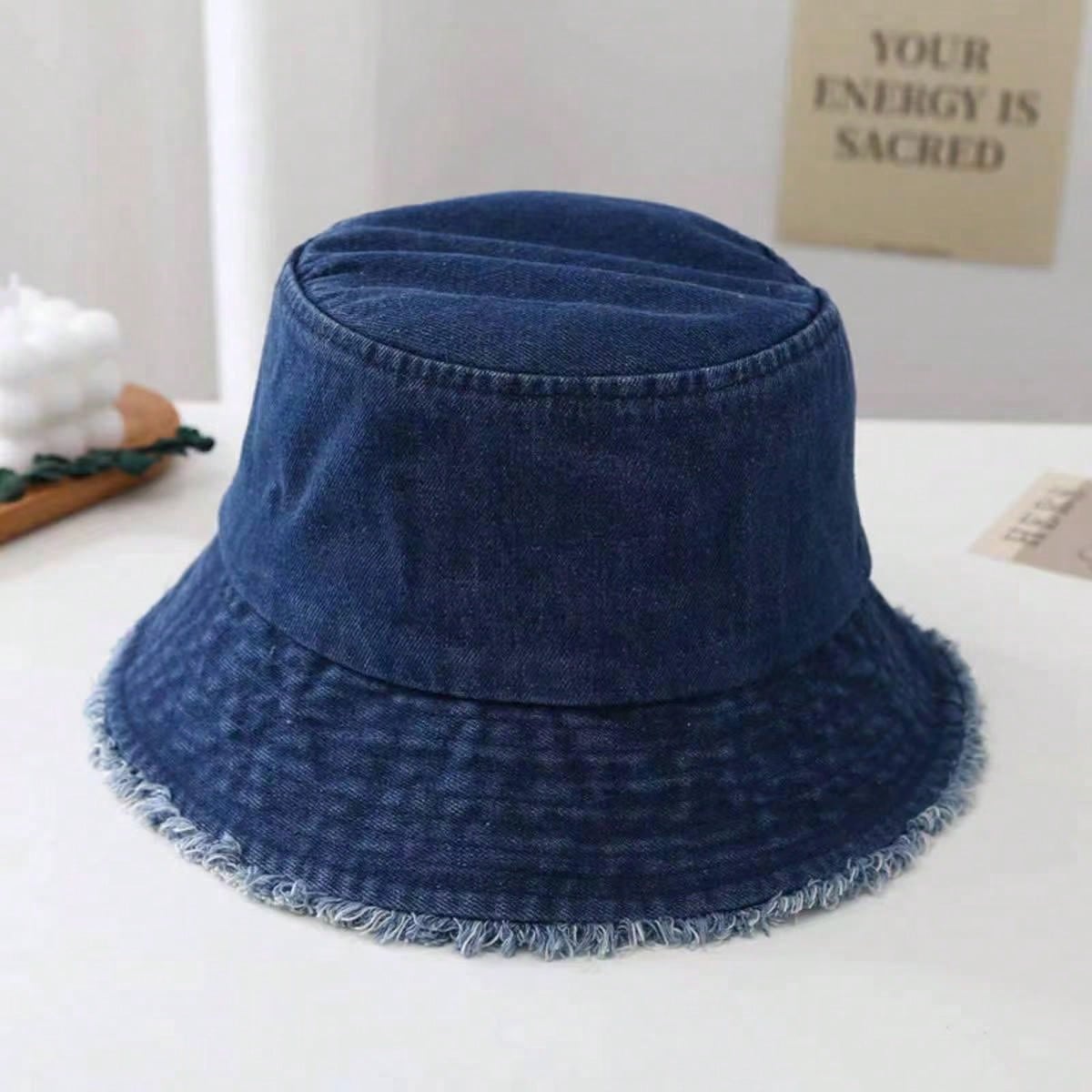 Delvia – Frayed brim – Denim bucket hat-10174850498887-Ivory Ombre