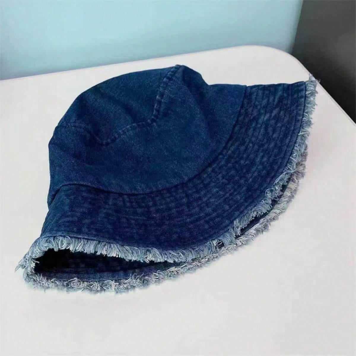 Delvia – Frayed brim – Denim bucket hat-10174850498887-Ivory Ombre