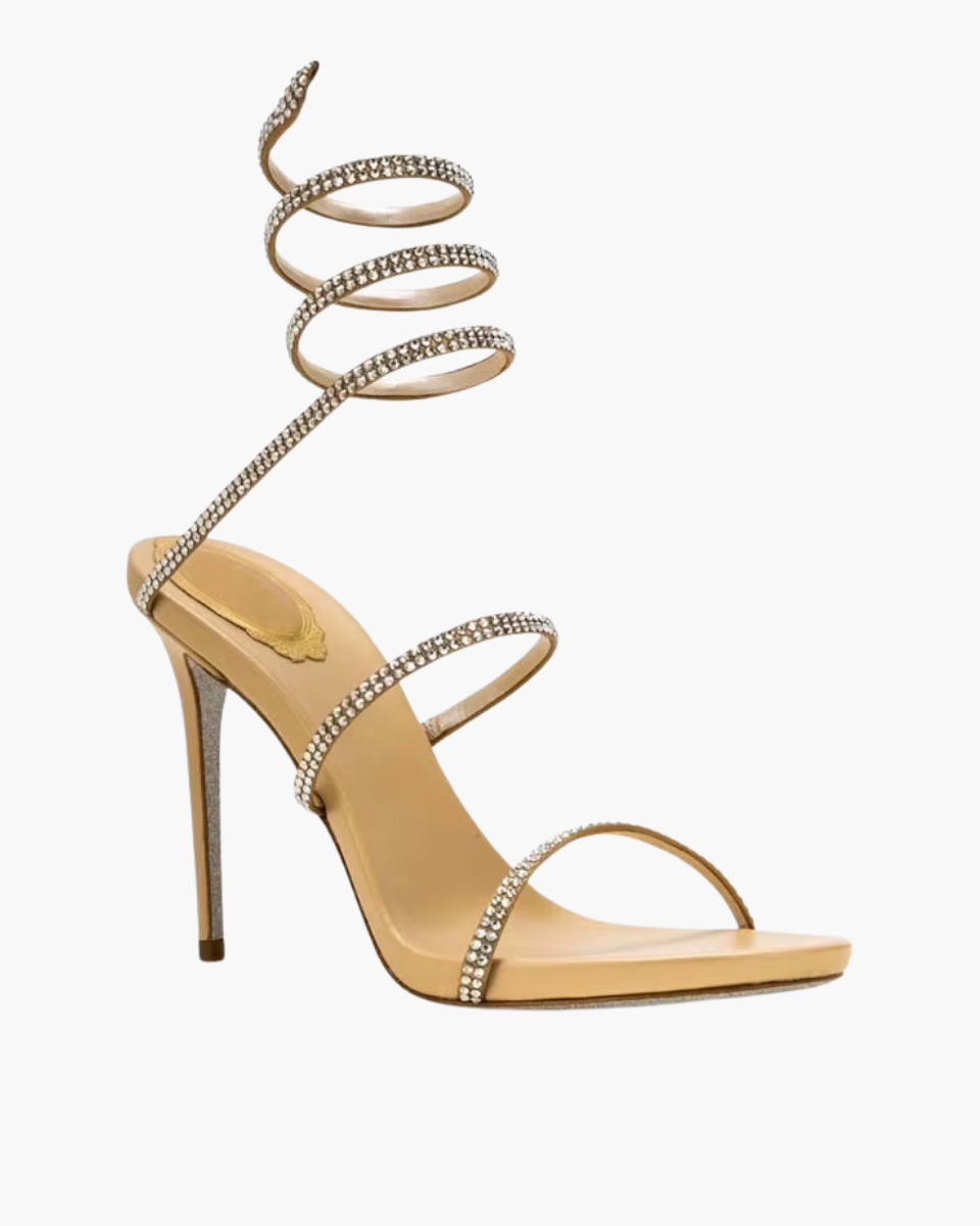 Desideria – Thin stiletto – Rhinestone double-strap heels-10174763106631-Ivory Ombre