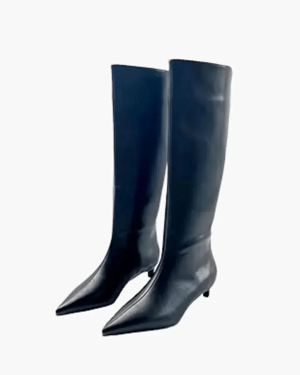 Donatella – Knee-high design – Faux leather heeled boots-10174701207879-Ivory Ombre