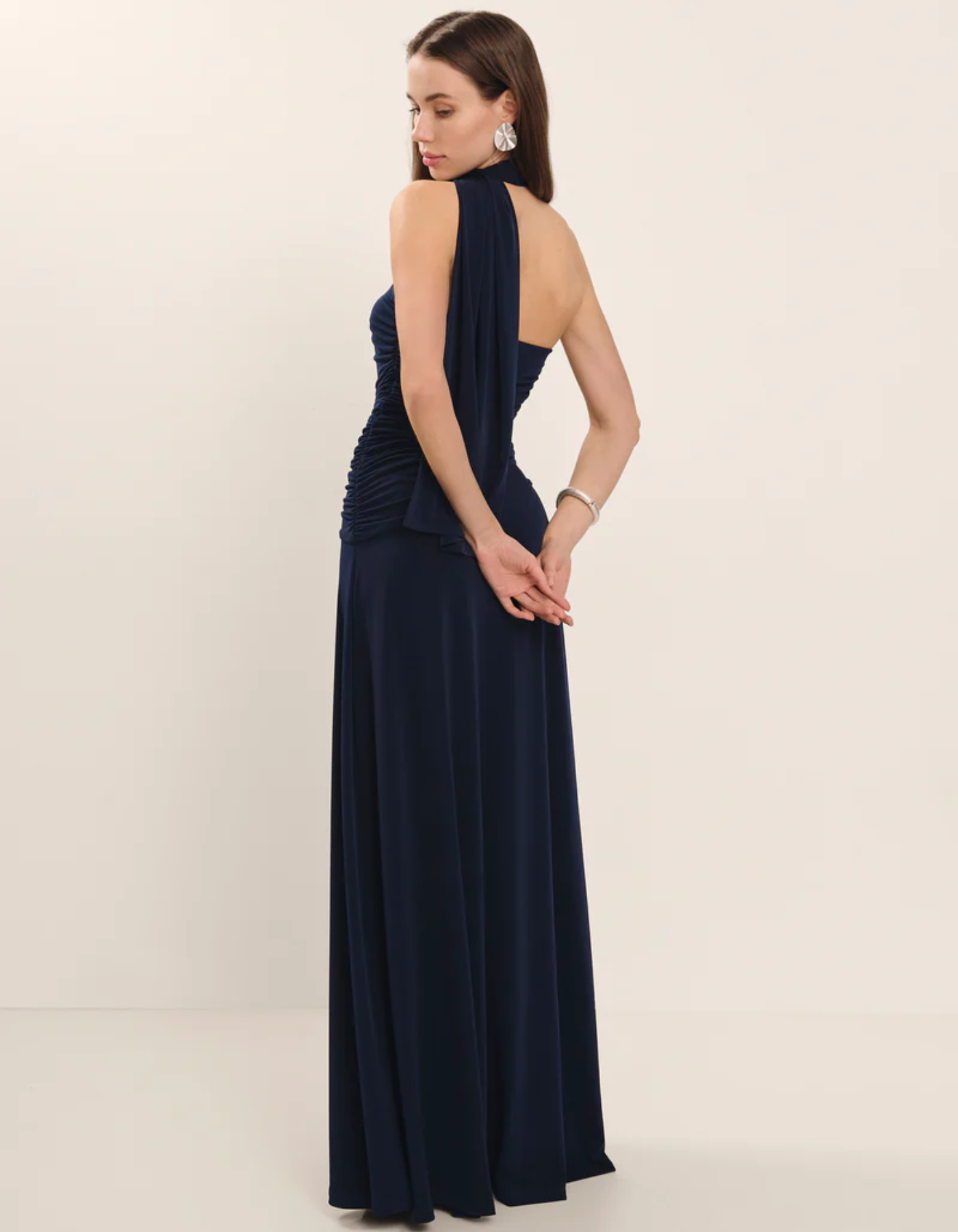Elanore – Draped shoulder – Evening gown-10174864589127-Ivory Ombre