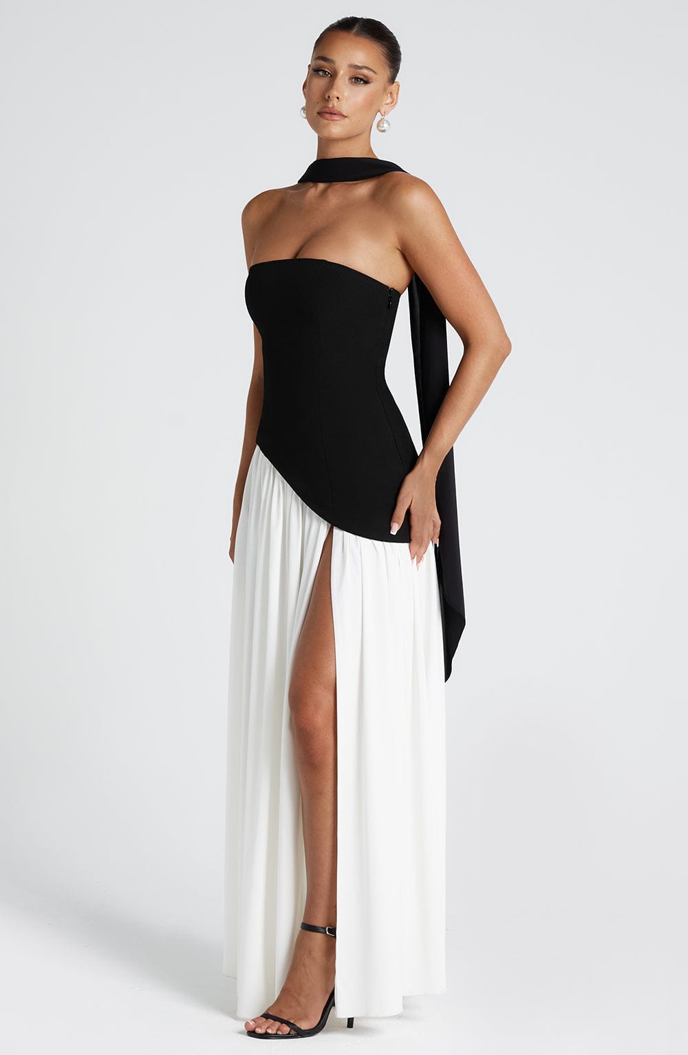 Elarisse – Sculpted contrast – Strapless evening dress-10174852366663-Ivory Ombre