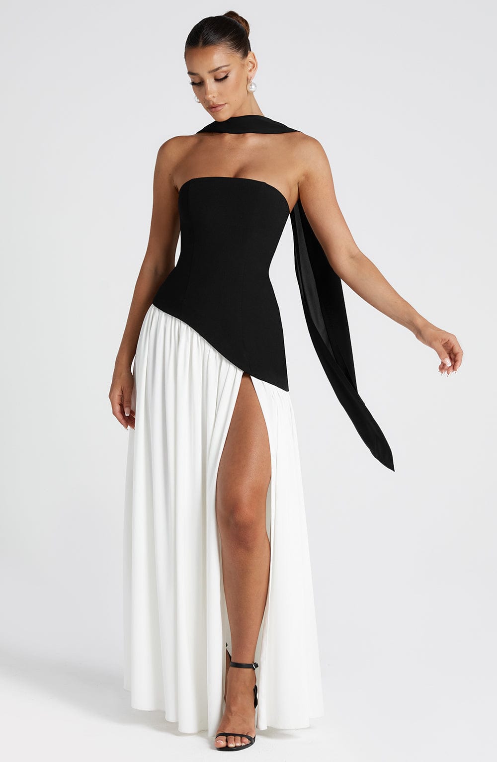 Elarisse – Sculpted contrast – Strapless evening dress-10174852366663-Ivory Ombre