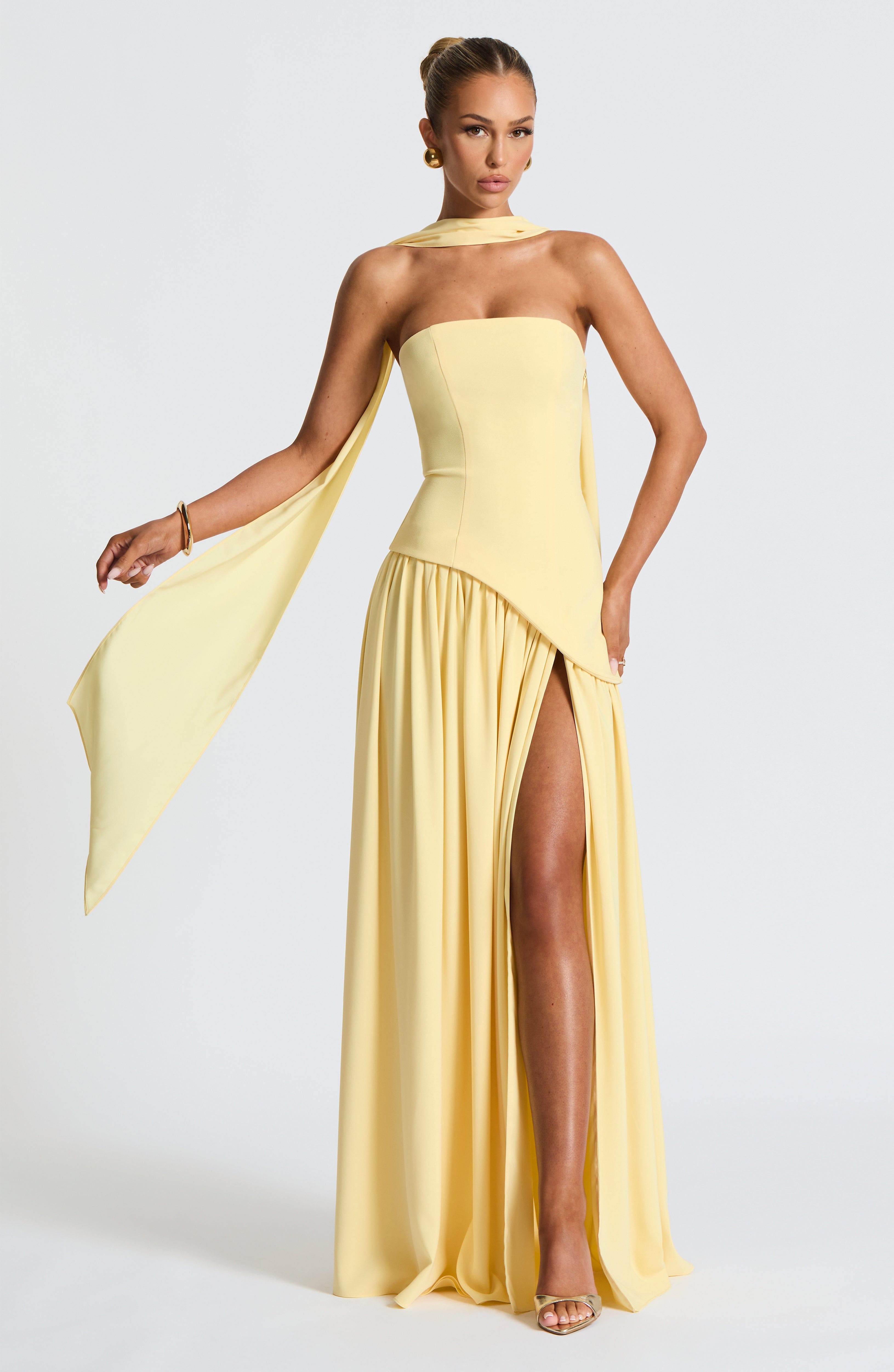 Elarisse – Sculpted contrast – Strapless evening dress-10174852366663-Ivory Ombre