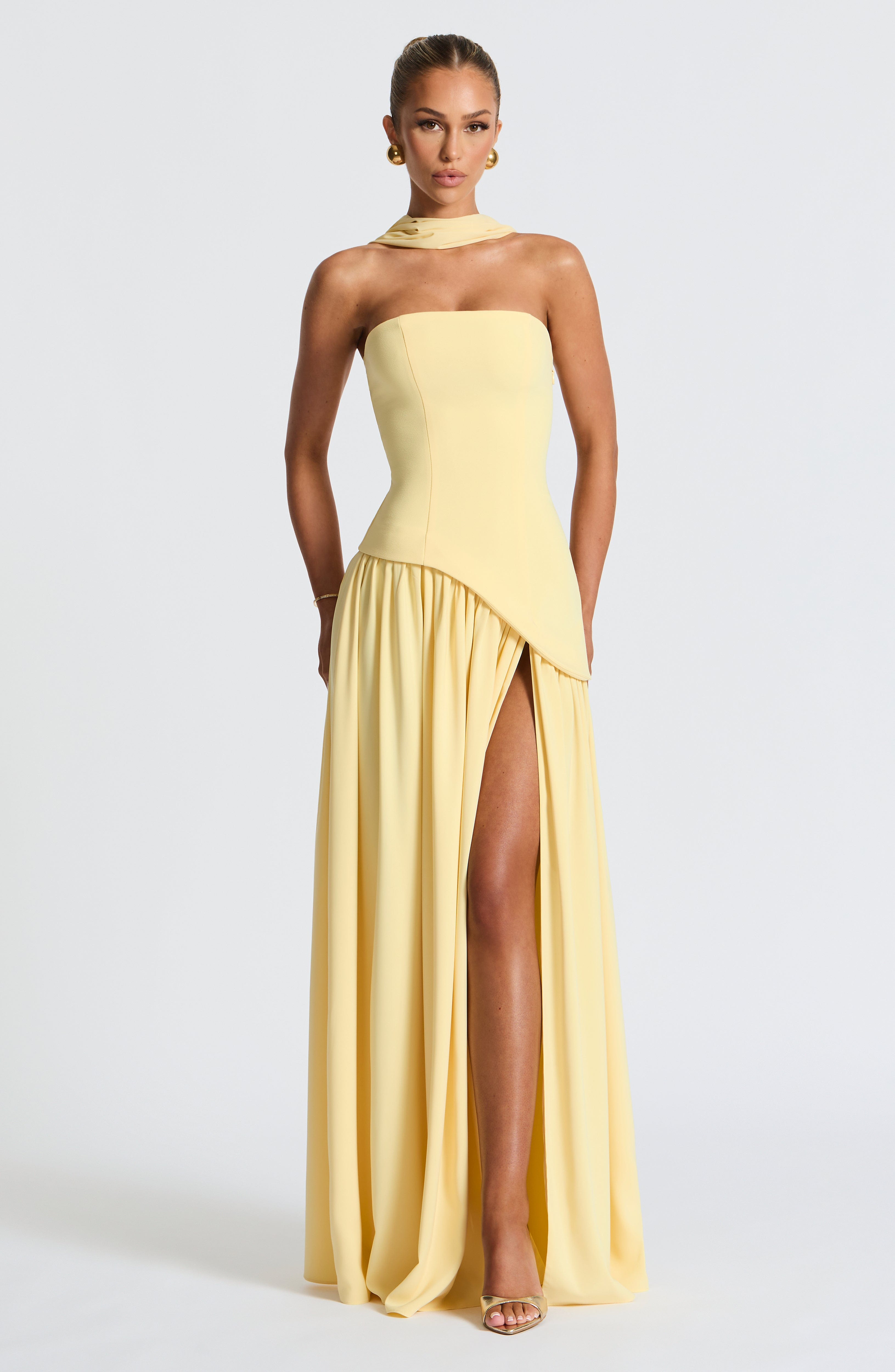 Elarisse – Sculpted contrast – Strapless evening dress-10174852366663-Ivory Ombre