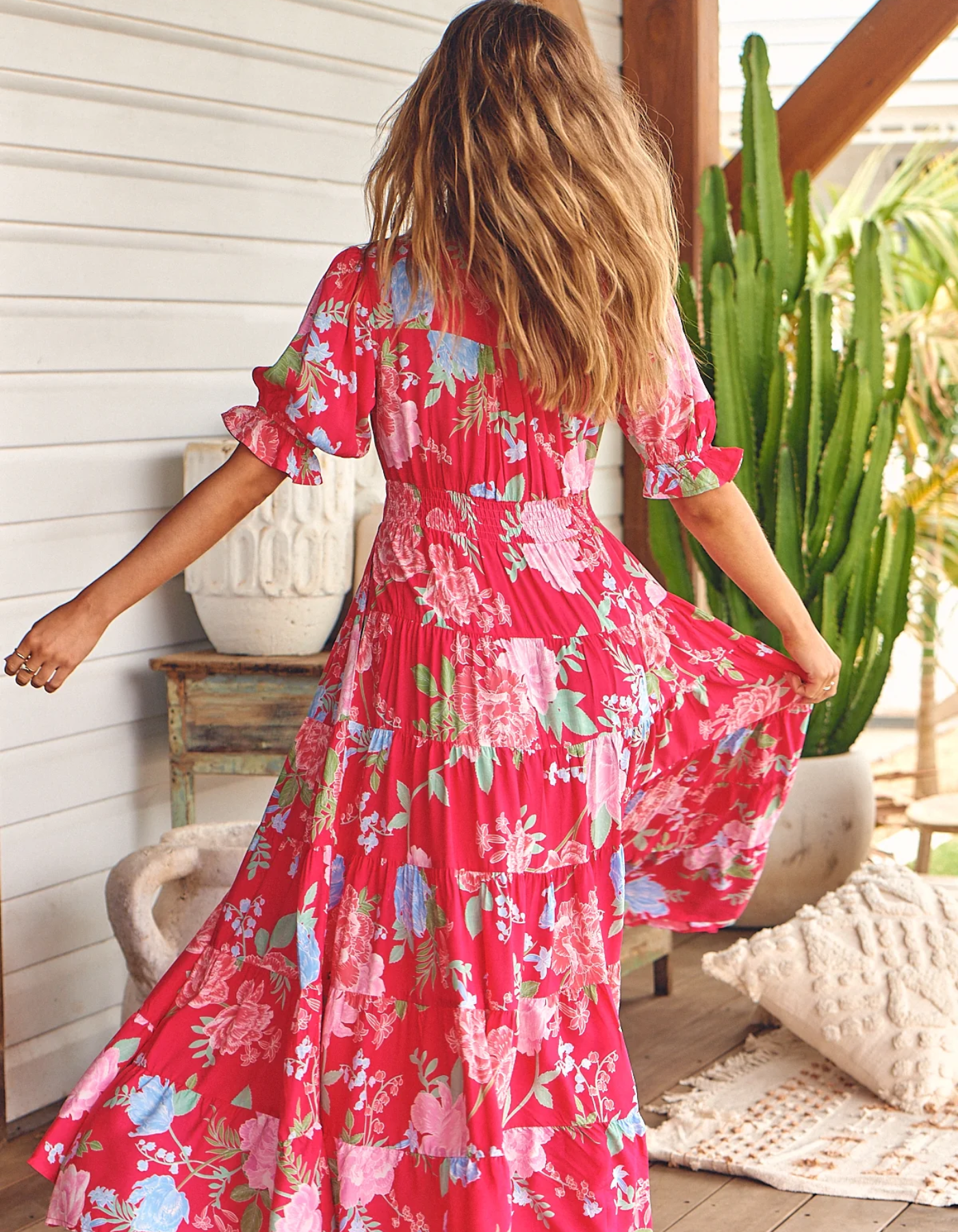 Elodie – Floral print – Maxi dress-10189557334343-Ivory Ombre