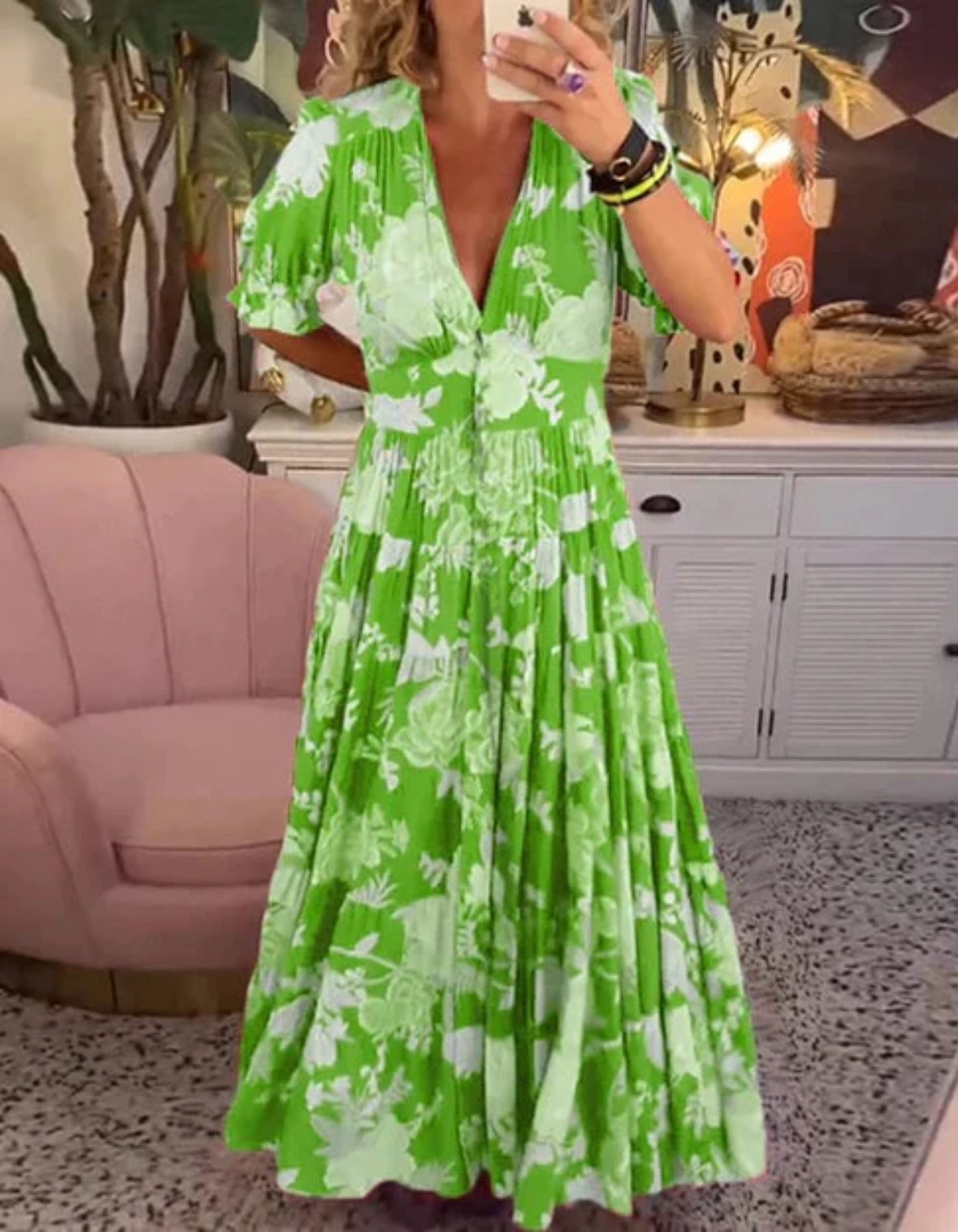 Elodie – Floral print – Maxi dress-10189557334343-Ivory Ombre