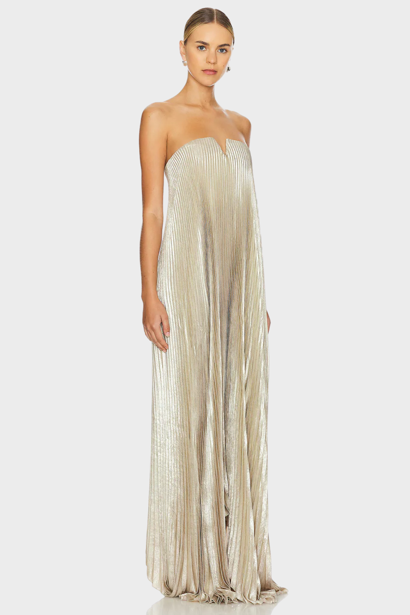Élodienne – Metallic pleated – Strapless gown-10174864851271-Ivory Ombre