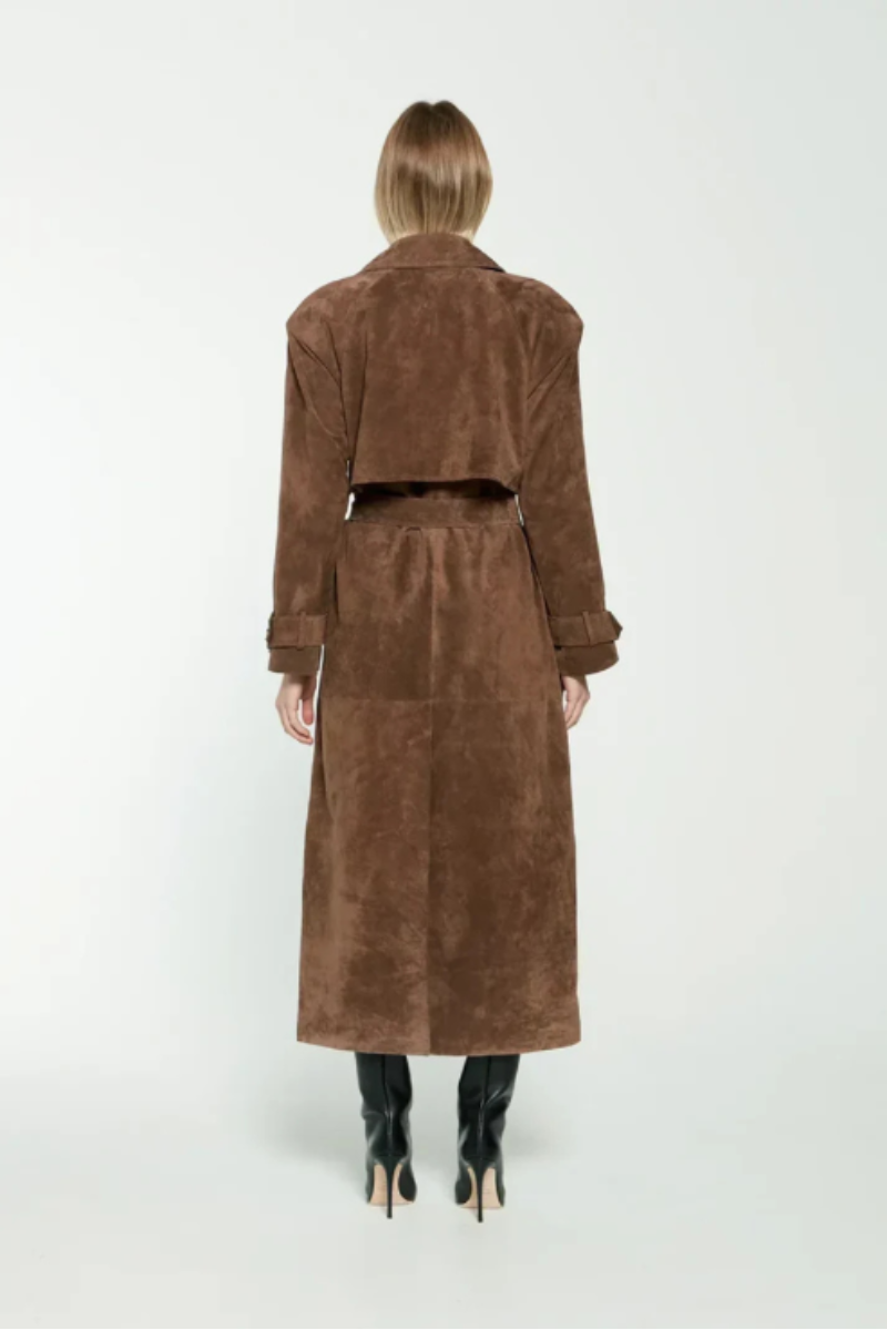 Emilienne – Suede elegance – Trench coat-10174726865223-Ivory Ombre