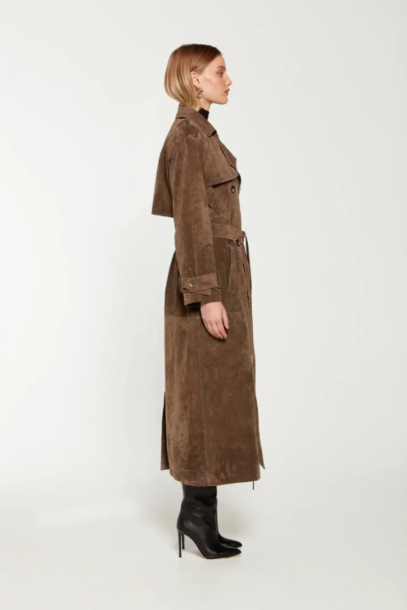 Emilienne – Suede elegance – Trench coat-10174726865223-Ivory Ombre