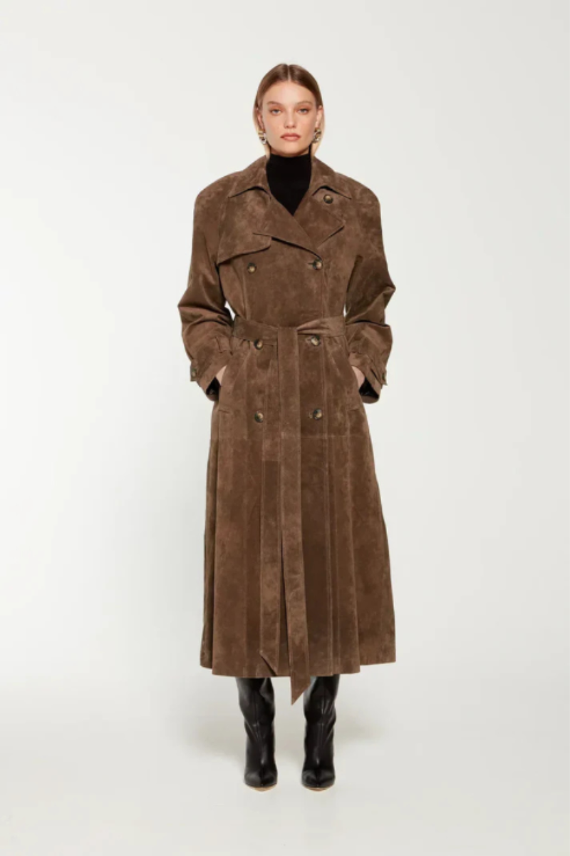 Emilienne – Suede elegance – Trench coat-10174726865223-Ivory Ombre