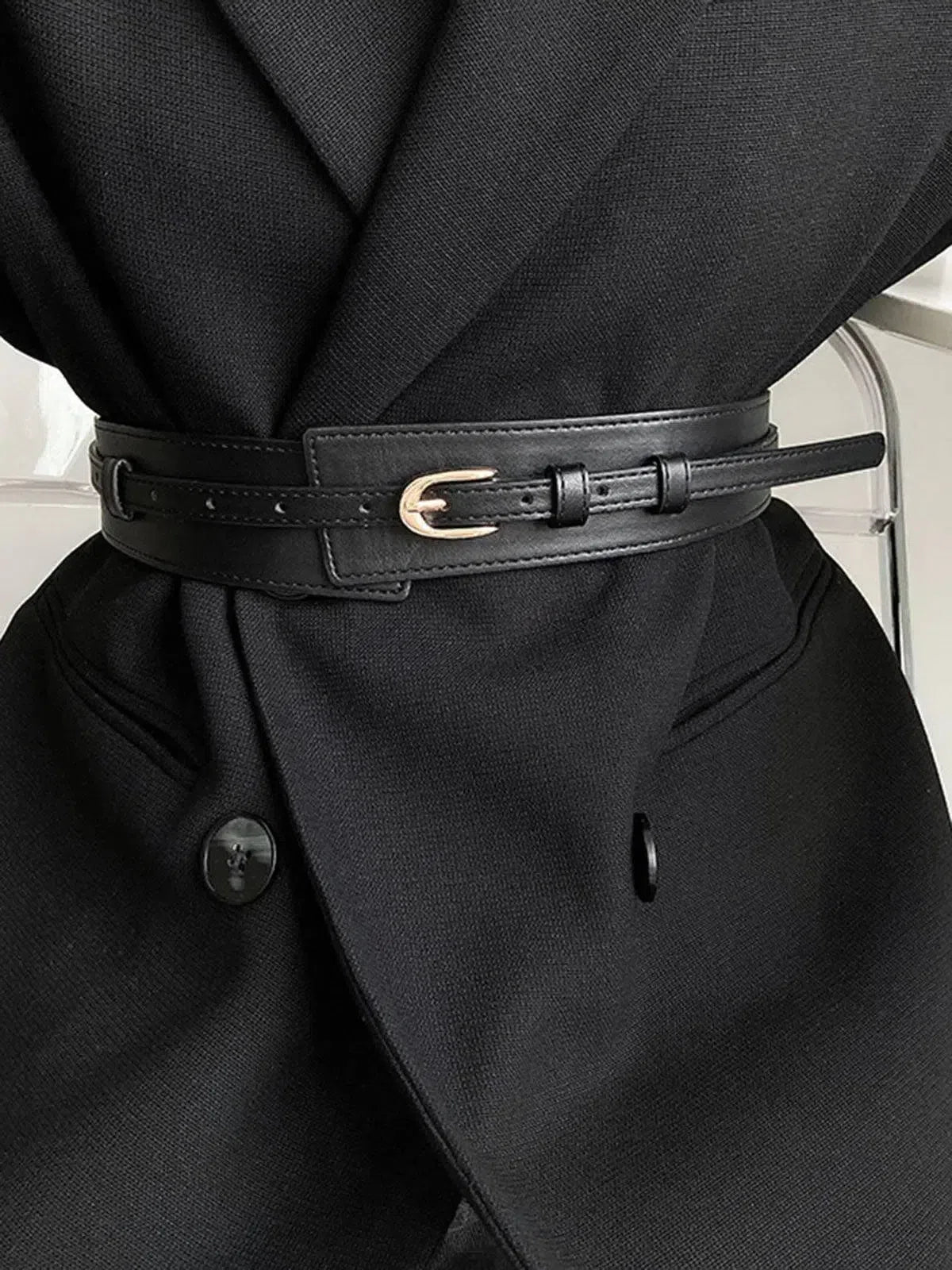 Esmarie – Matte black finish – Leather belt-10174651859271-Ivory Ombre