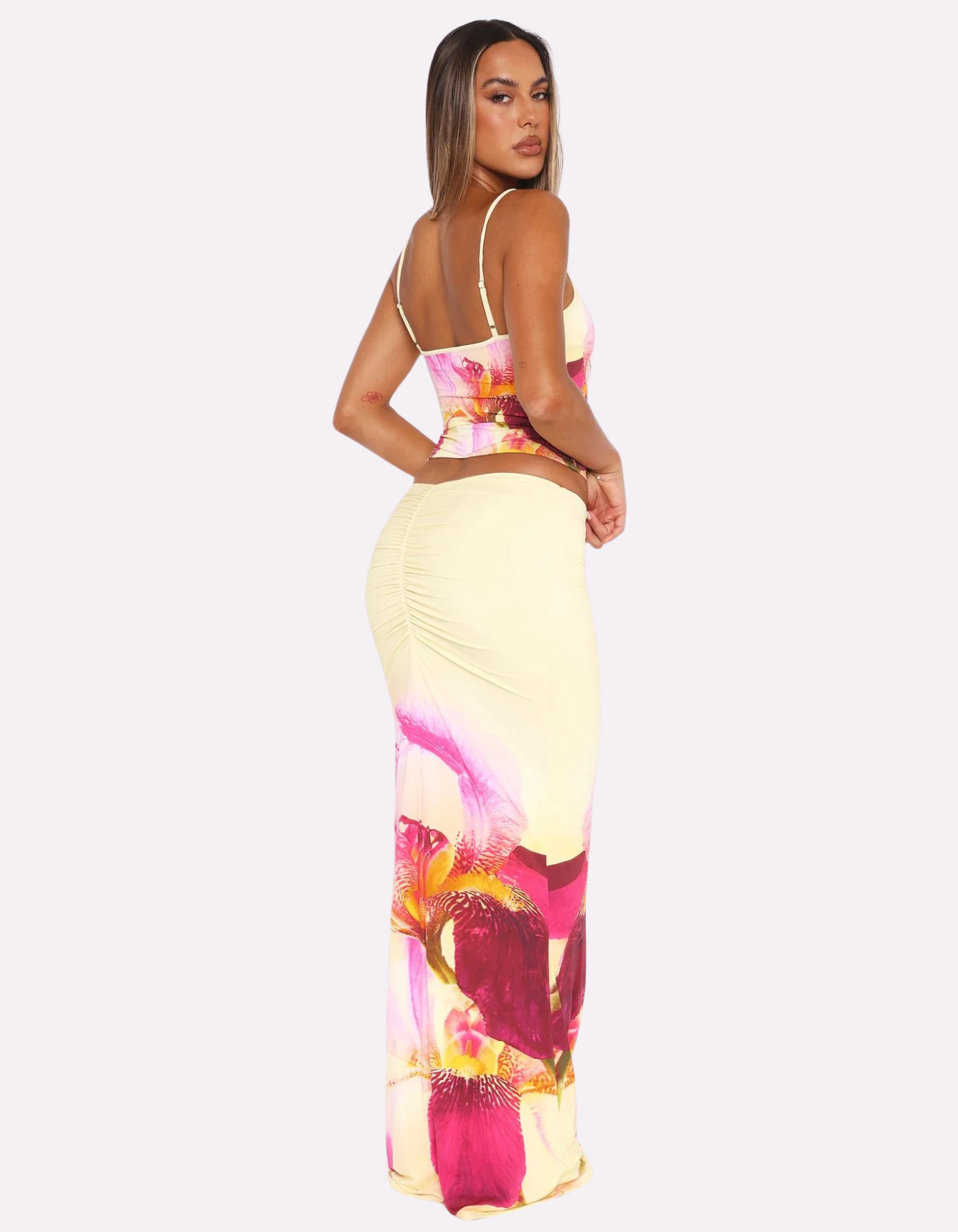 Exelle – Ruched back detail – Maxi skirt set-10174745444679-Ivory Ombre