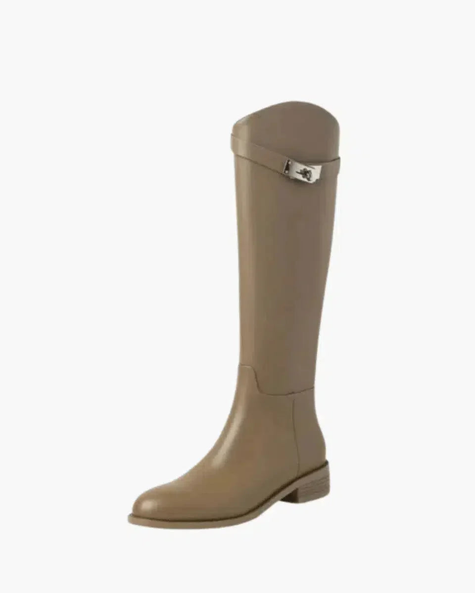 Fabiana – Silver-tone buckle – Vegan leather boots-10174760091975-Ivory Ombre