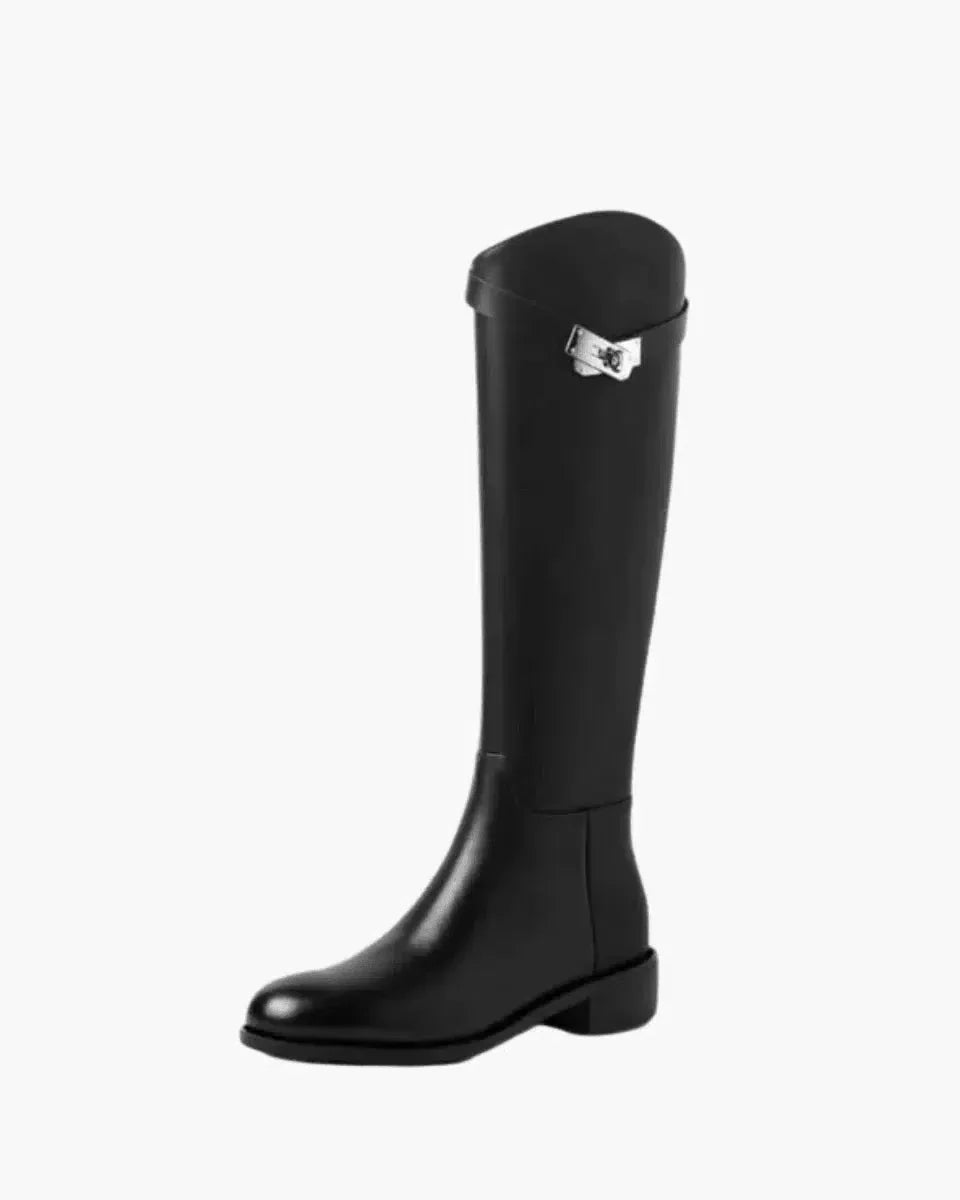 Fabiana – Silver-tone buckle – Vegan leather boots-10174760091975-Ivory Ombre