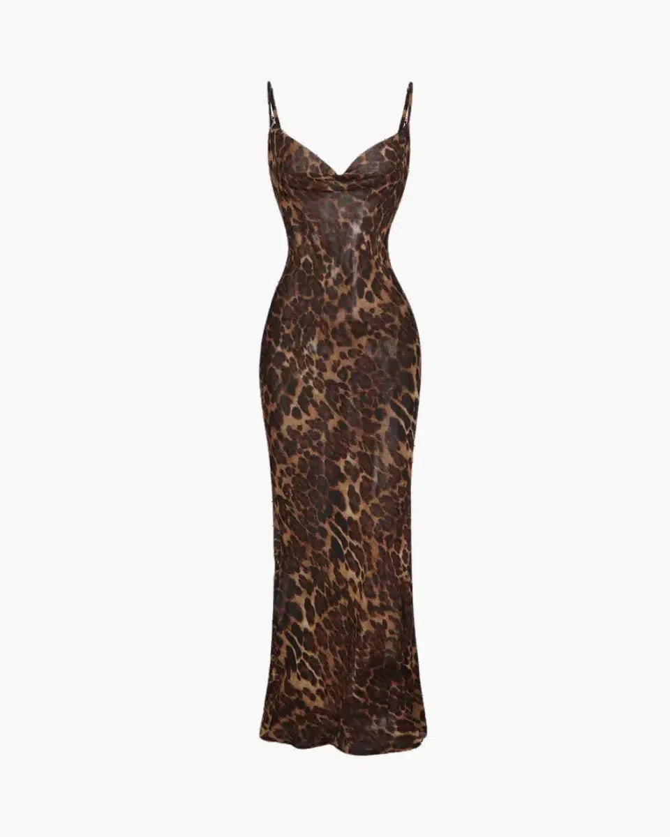 Feliciana – Adjustable – Leopard maxi dress-10174730010951-Ivory Ombre