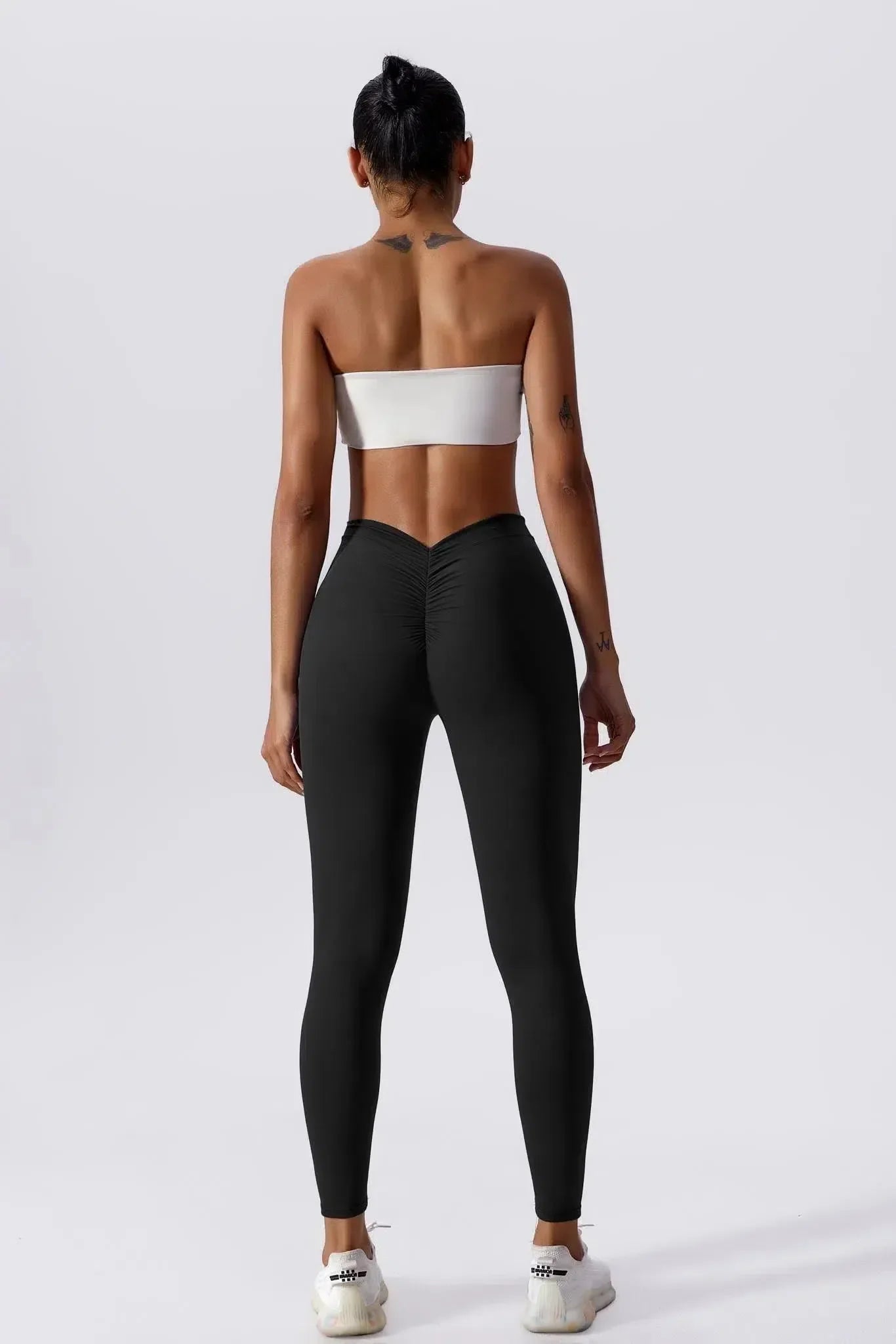 Fia – V-shaped waistband – Active leggings-10174785093959-Ivory Ombre