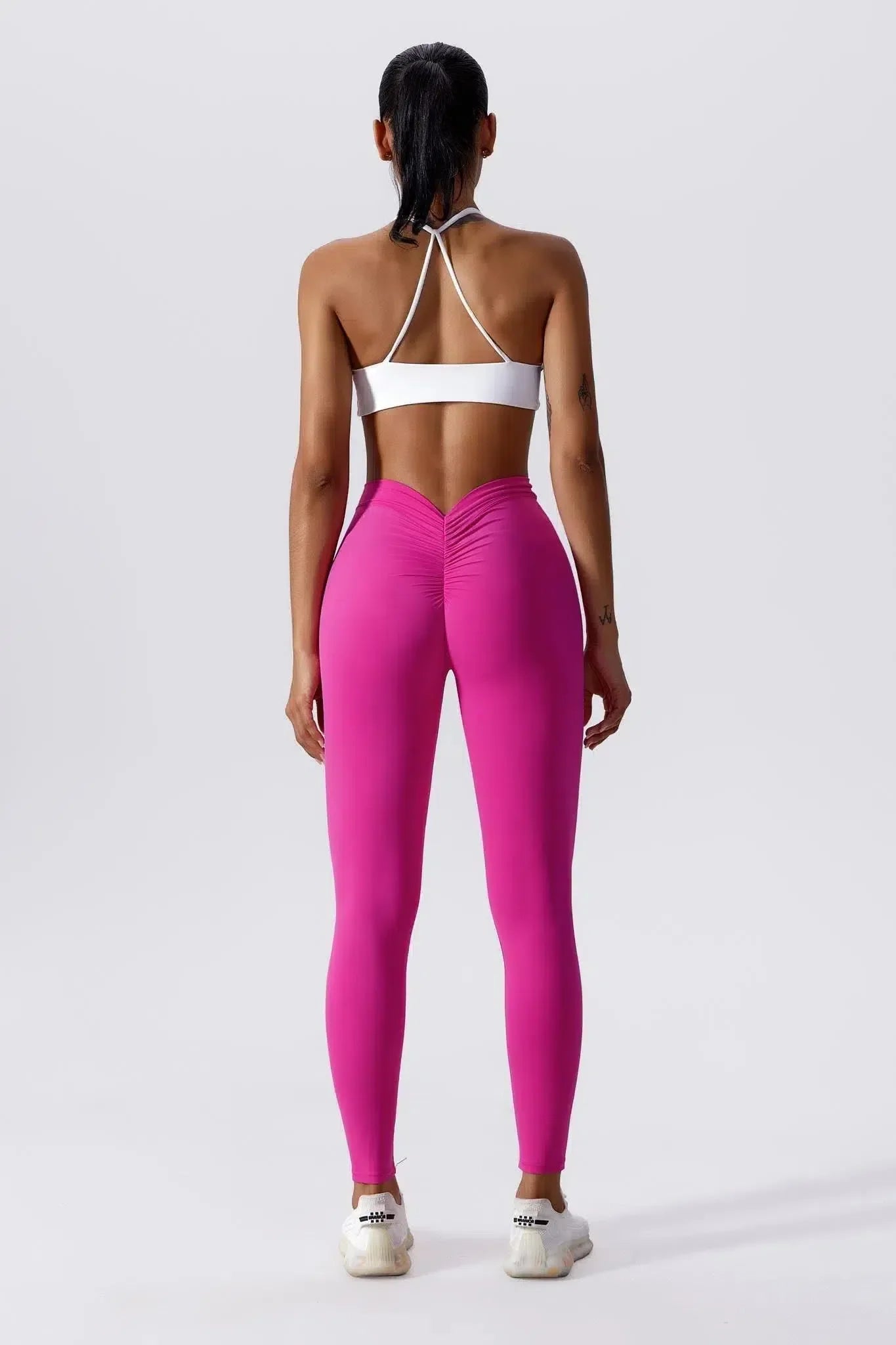Fia – V-shaped waistband – Active leggings-10174785093959-Ivory Ombre