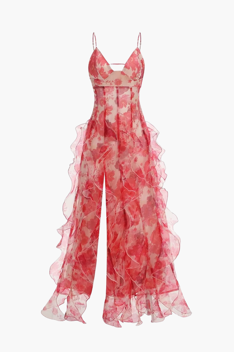 Fiorella – Floral print – Ruffled maxi dress-10174730273095-Ivory Ombre
