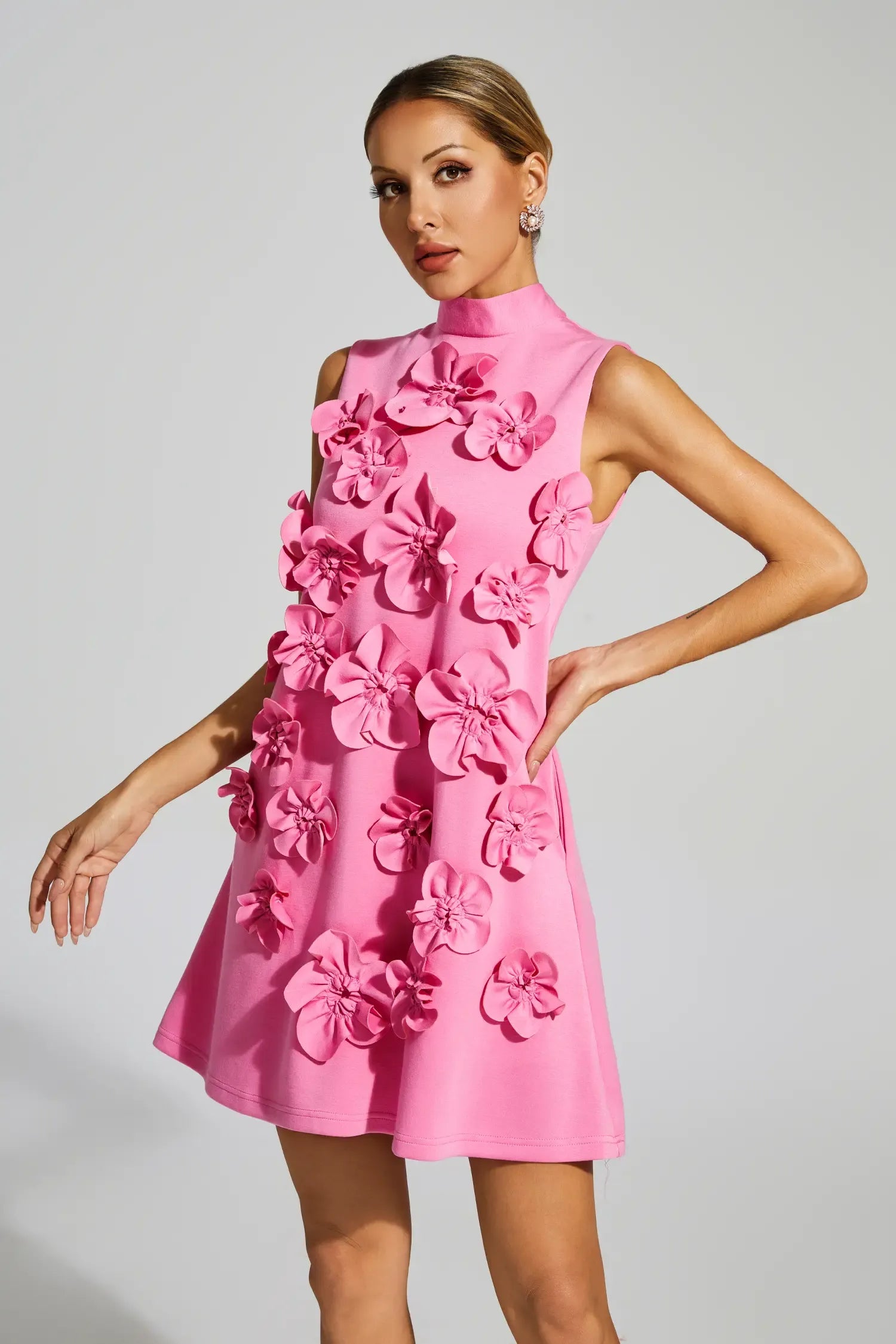 Fiorélline – Sculpted florals – Sleeveless mini dress-10174863966535-Ivory Ombre