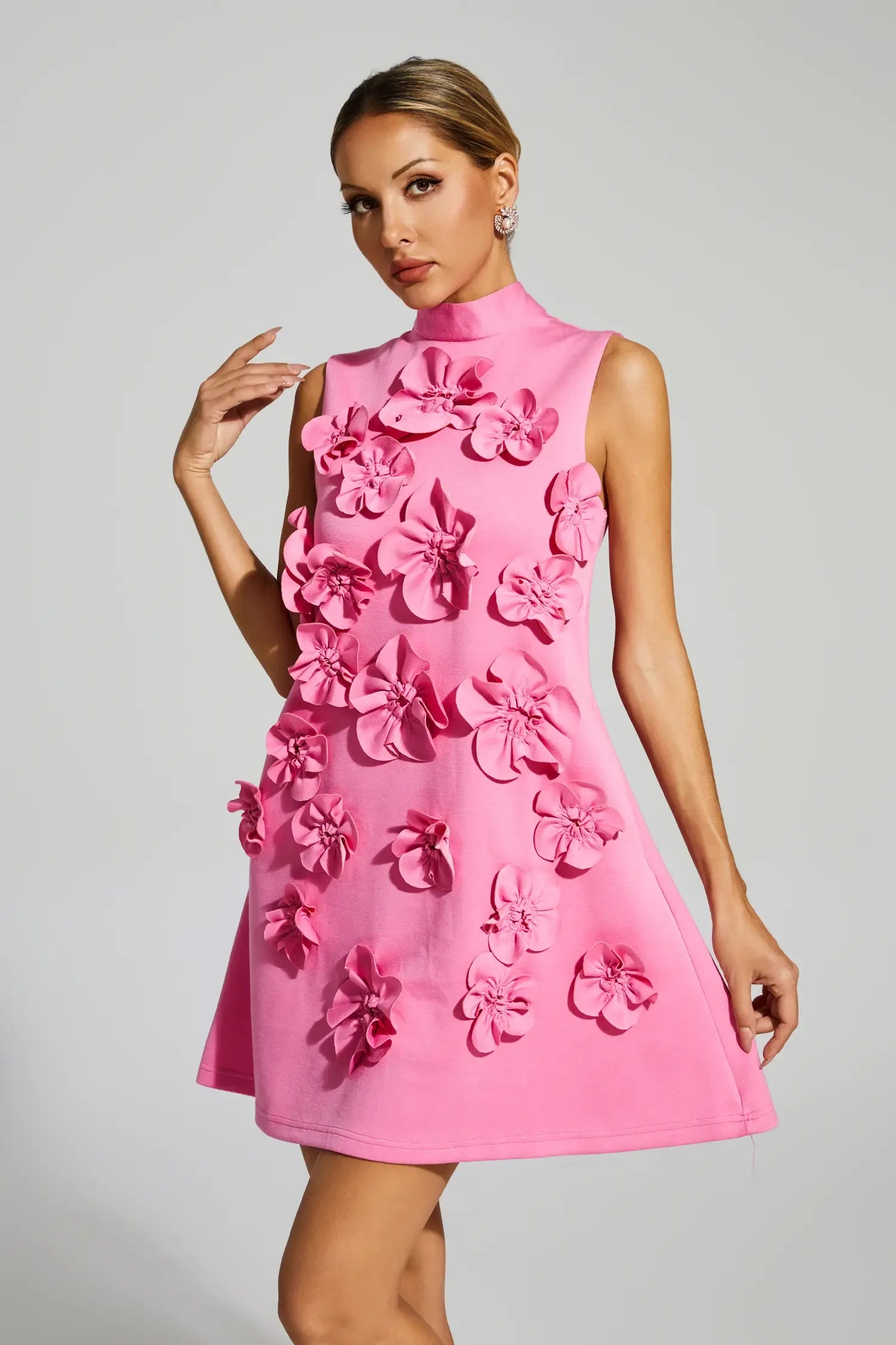 Fiorélline – Sculpted florals – Sleeveless mini dress-10174863966535-Ivory Ombre