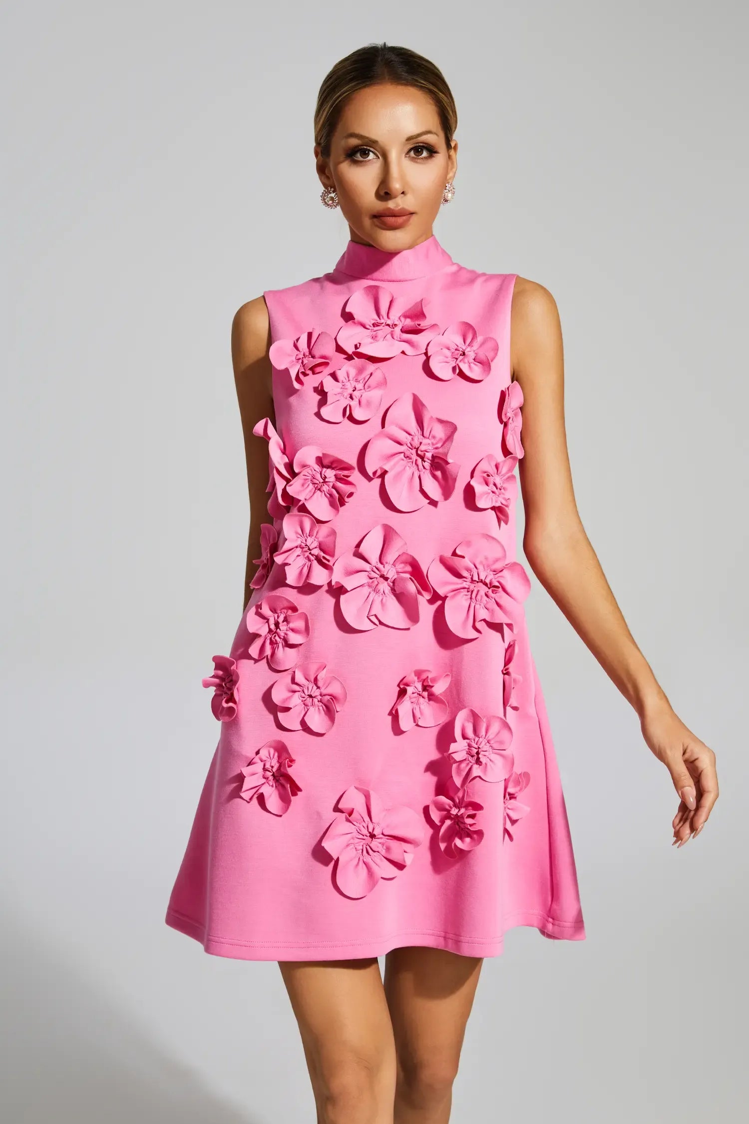 Fiorélline – Sculpted florals – Sleeveless mini dress-10174863966535-Ivory Ombre