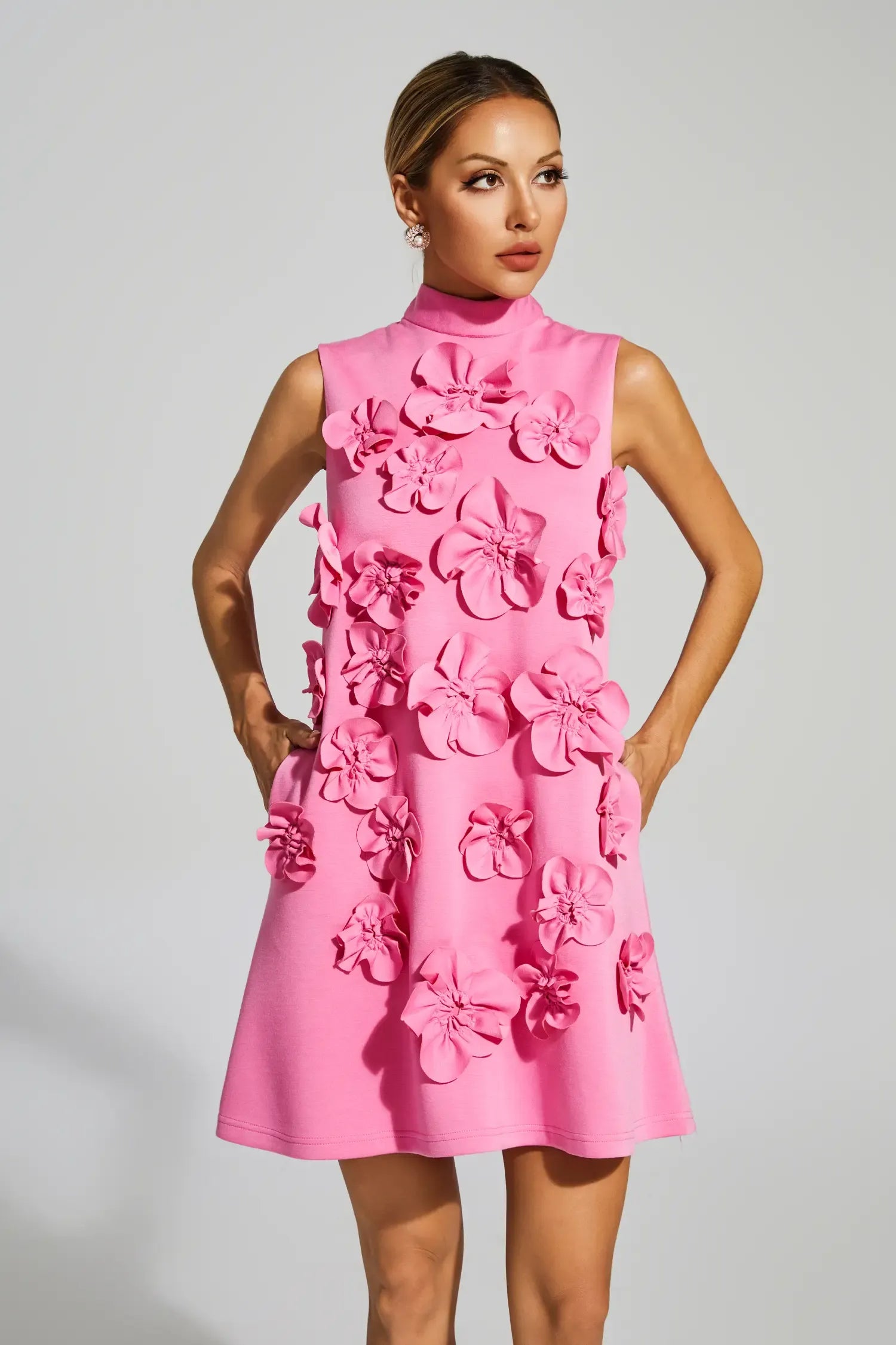 Fiorélline – Sculpted florals – Sleeveless mini dress-10174863966535-Ivory Ombre