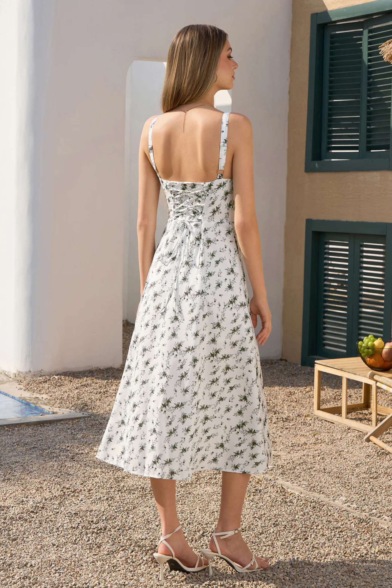 Fiorena – Ditsy bloom charm – Sweetheart midi dress-10174853677383-Ivory Ombre