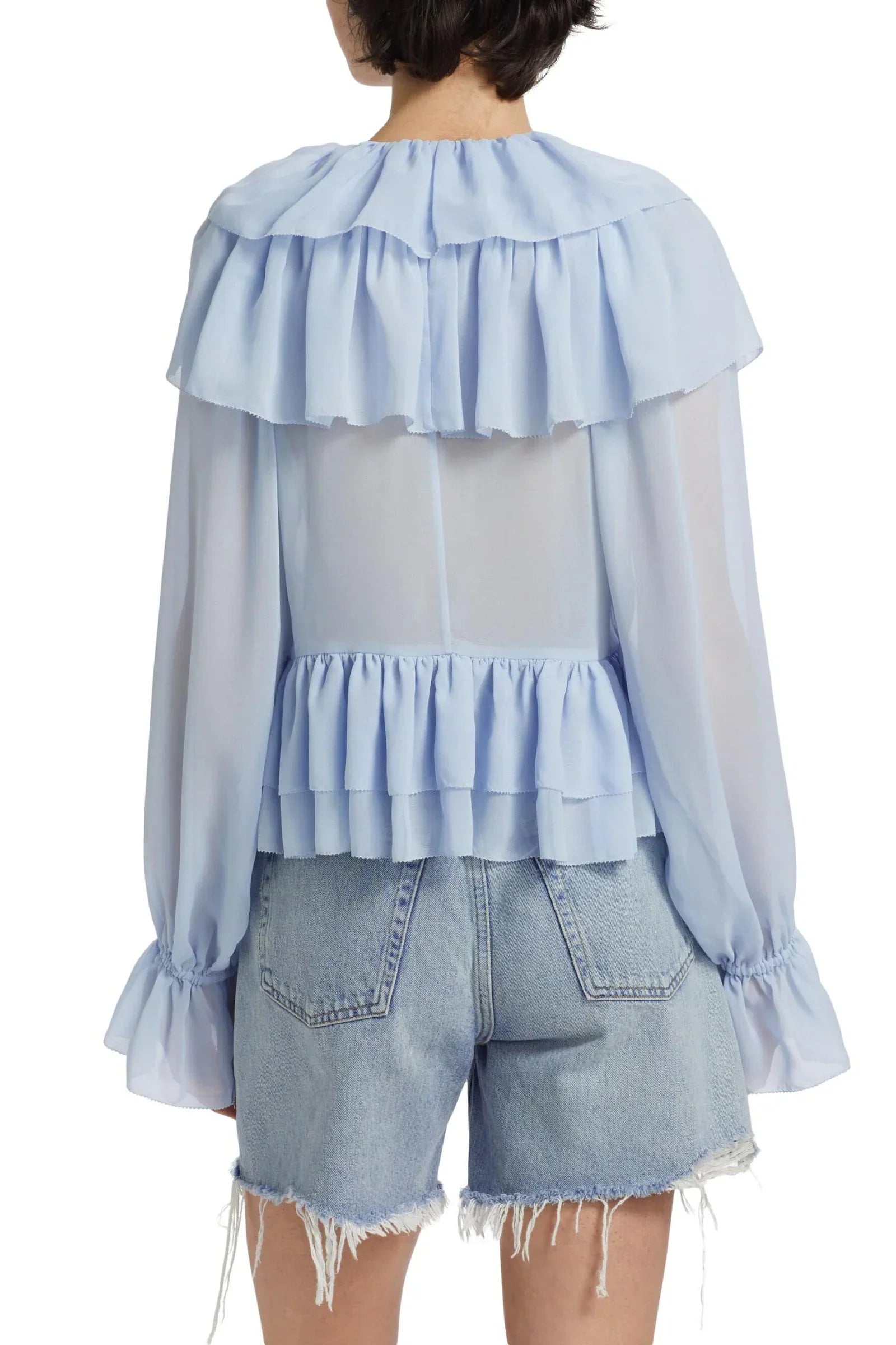 Fioretti – Cascading ruffles – Sheer chiffon blouse-10174856495431-Ivory Ombre