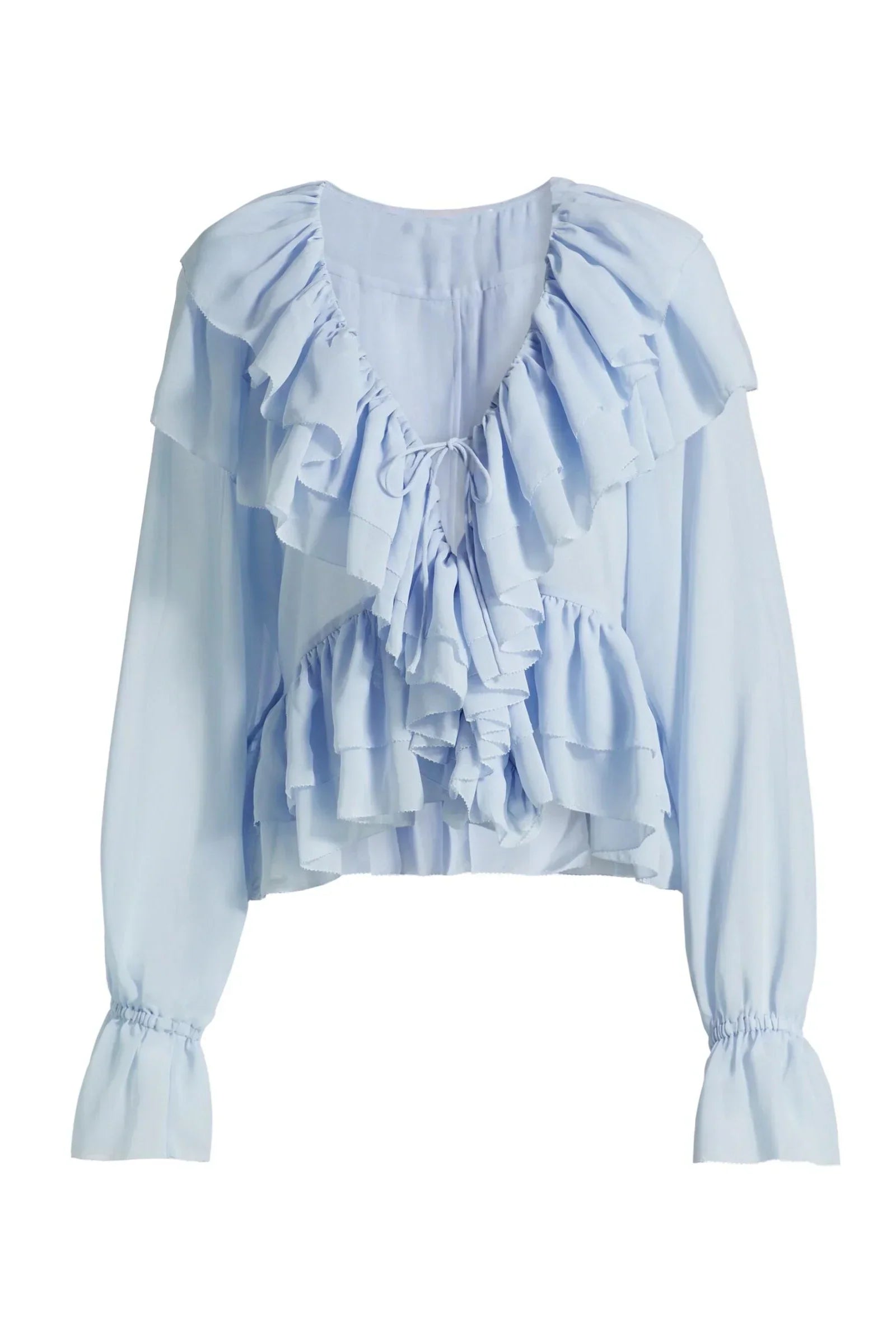 Fioretti – Cascading ruffles – Sheer chiffon blouse-10174856495431-Ivory Ombre