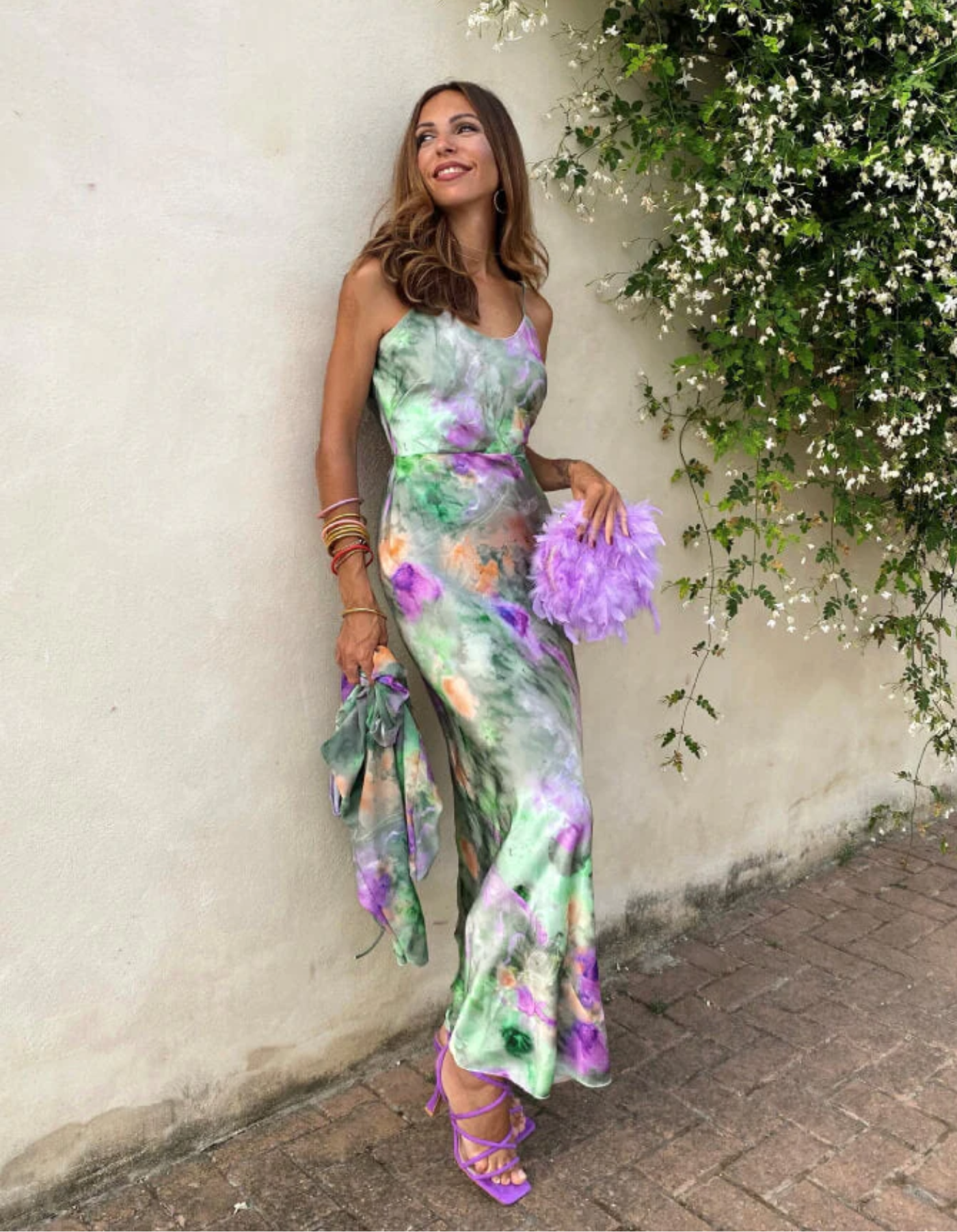 Fleurienne – Watercolour bloom – Maxi dress-10199534600519-Ivory Ombre