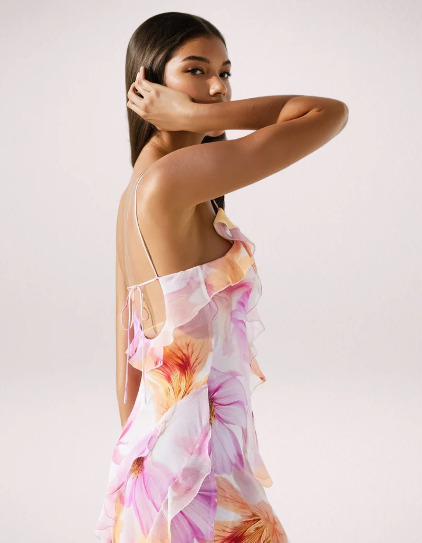 Floravienne – Ruffled edge – Floral maxi dress-10174857249095-Ivory Ombre
