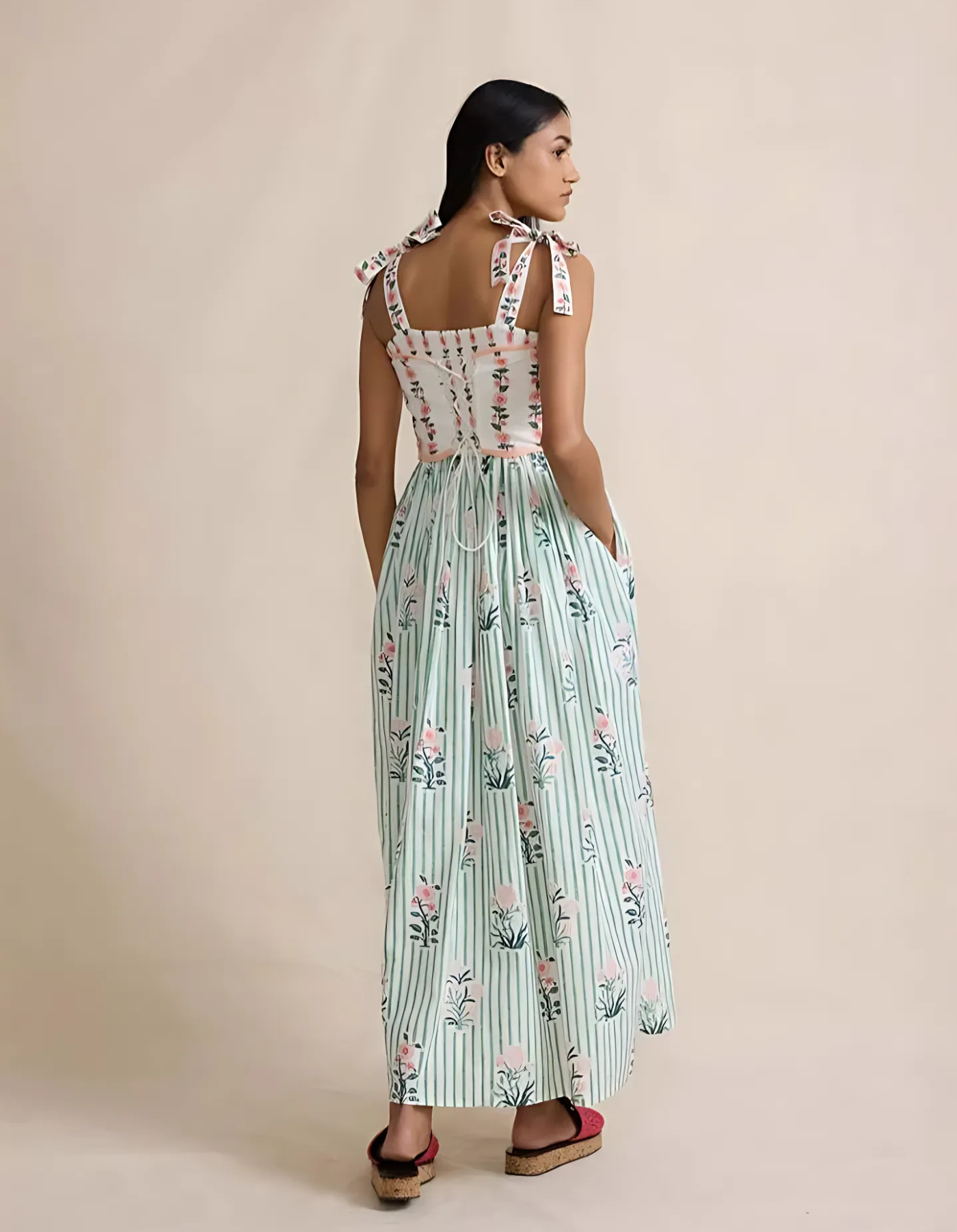 Floréelle – Hand-block print charm – Maxi dress-10174870290759-Ivory Ombre