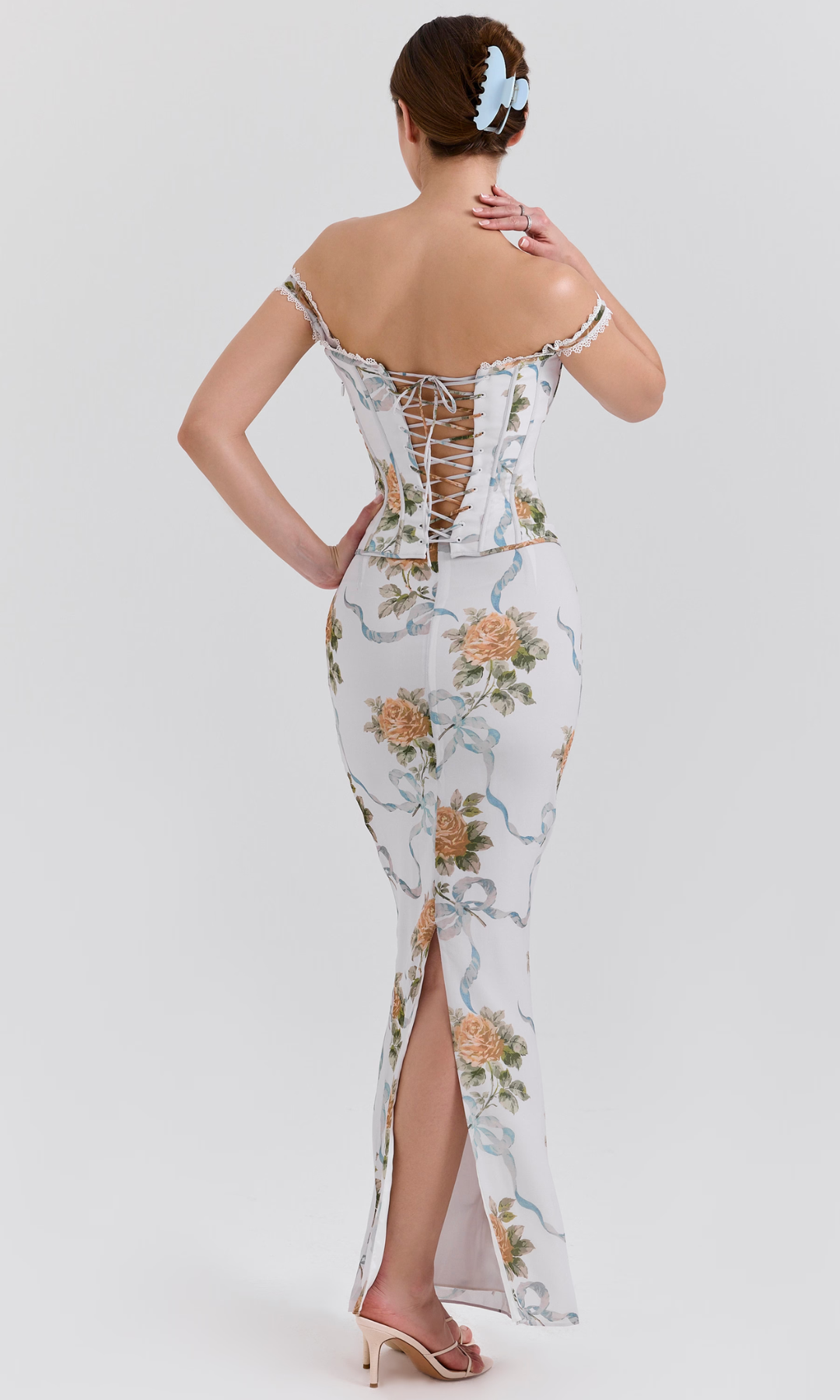Florentisse – Romantic floral corset – Maxi dress-10174846239047-Ivory Ombre