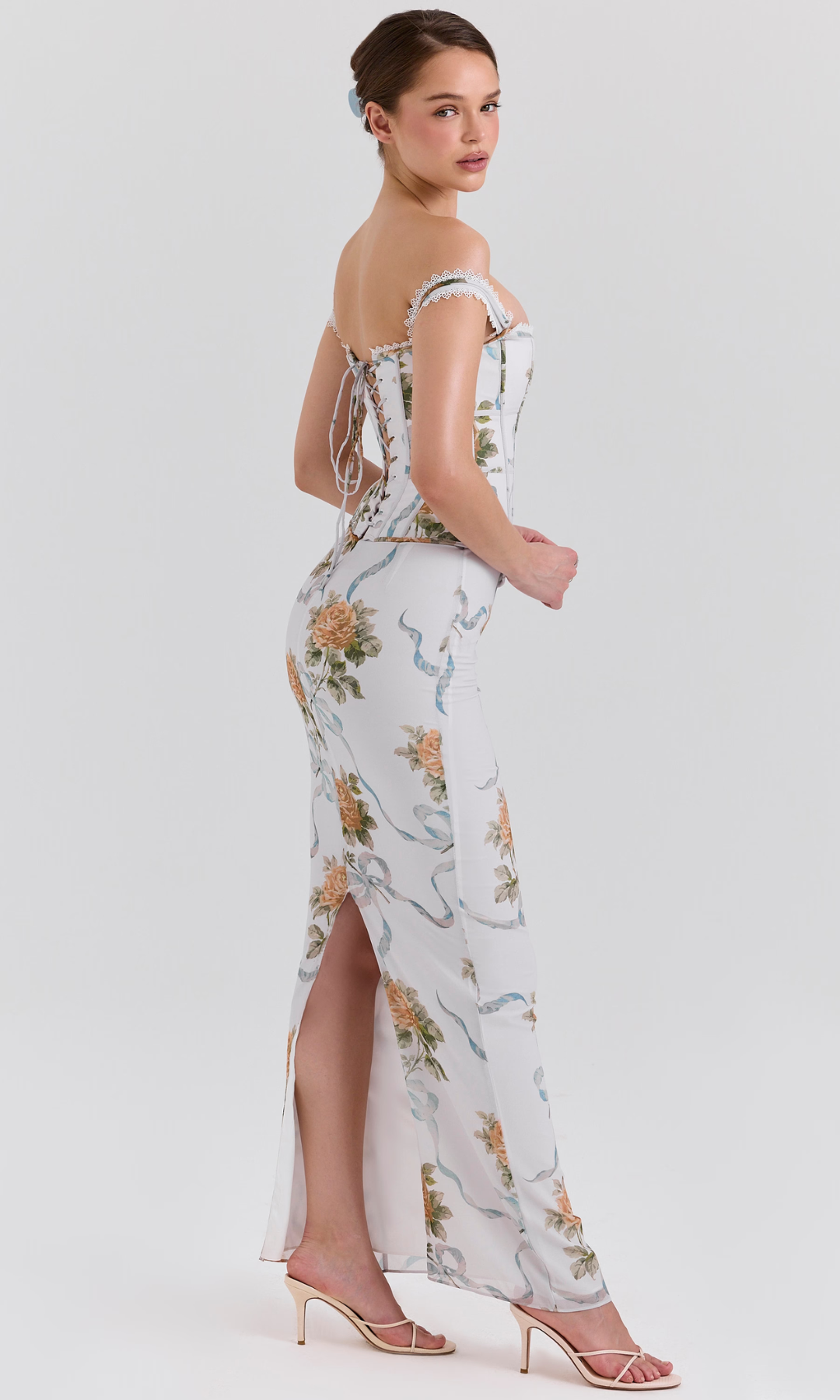 Florentisse – Romantic floral corset – Maxi dress-10174846239047-Ivory Ombre