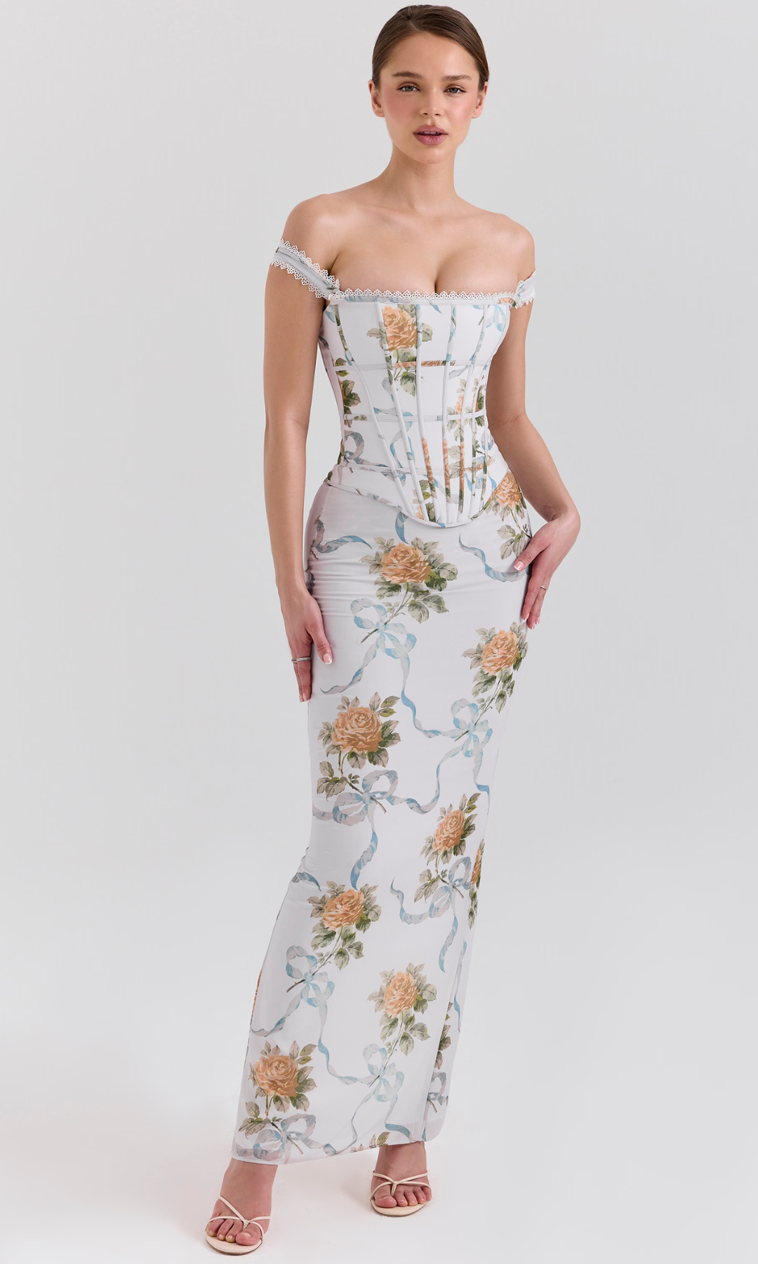 Florentisse – Romantic floral corset – Maxi dress-10174846239047-Ivory Ombre