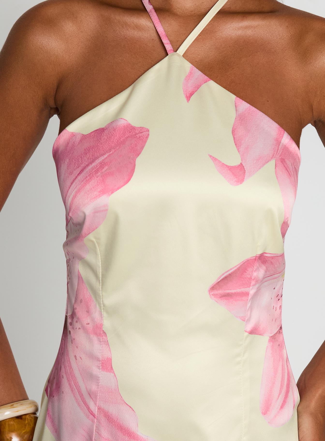 Florine – Floral print halter – Mini dress-10183355859271-Ivory Ombre