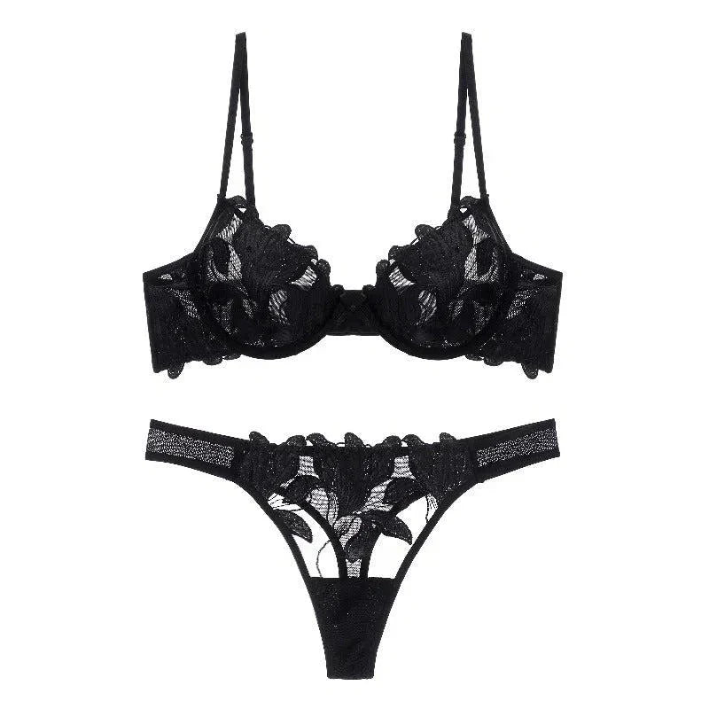 Florisse – Mesh flower embroidered – Lingerie set-10174861377863-Ivory Ombre
