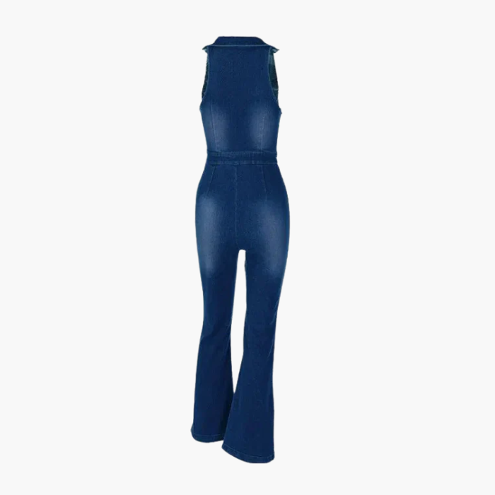Gabrielle – V-neckline – Denim jumpsuit-10174842077511-Ivory Ombre