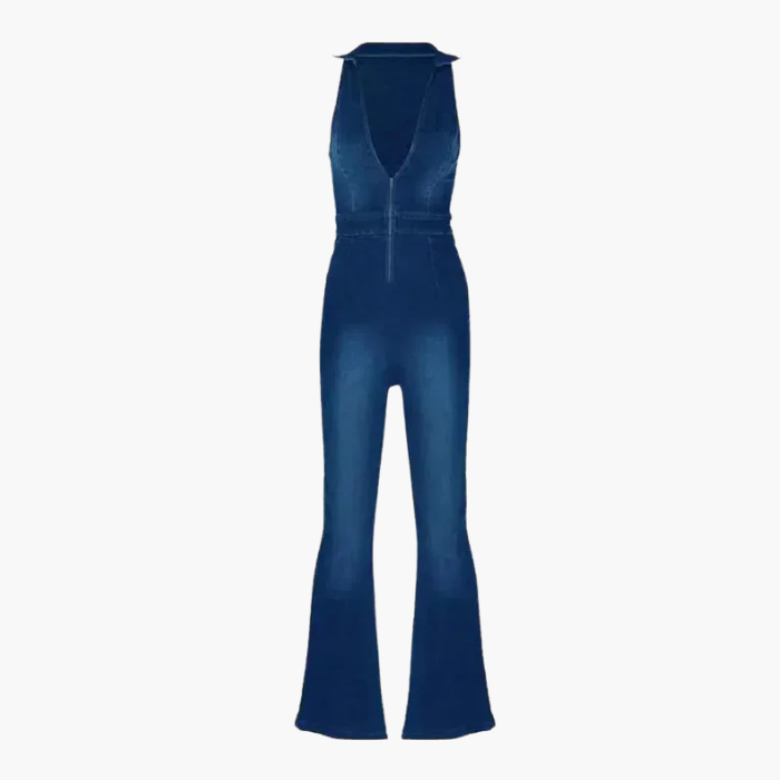Gabrielle – V-neckline – Denim jumpsuit-10174842077511-Ivory Ombre