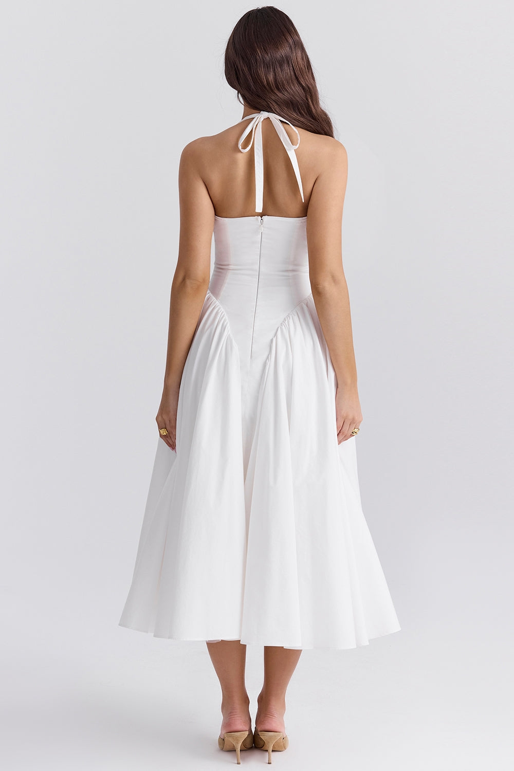 Gerogia – Halter neck design – Midi dress-10189558317383-Ivory Ombre