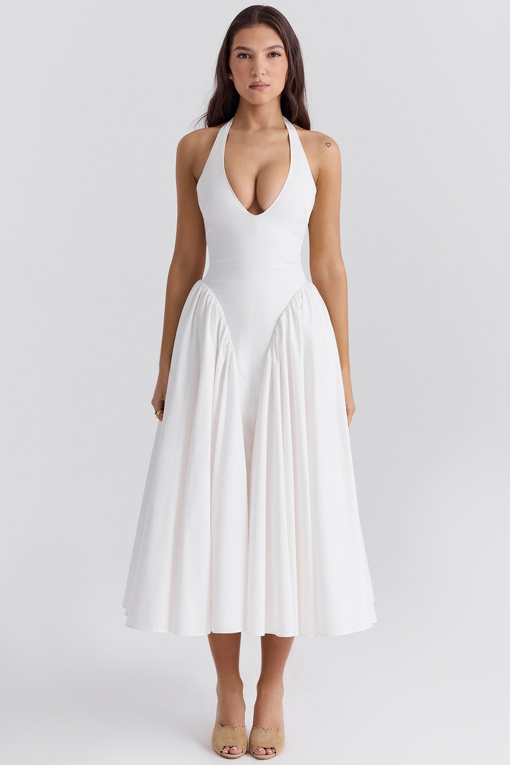 Gerogia – Halter neck design – Midi dress-10189558317383-Ivory Ombre