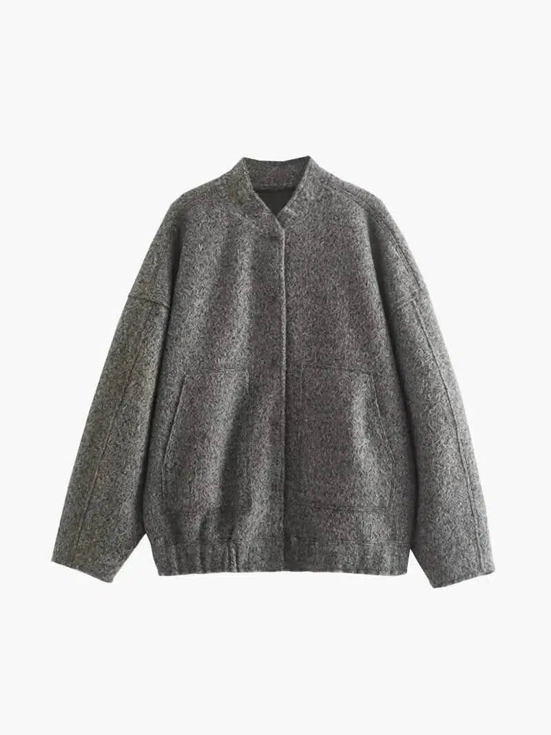 Giorgia – Cozy warmth – Fleece bomber jacket-10174772412743-Ivory Ombre
